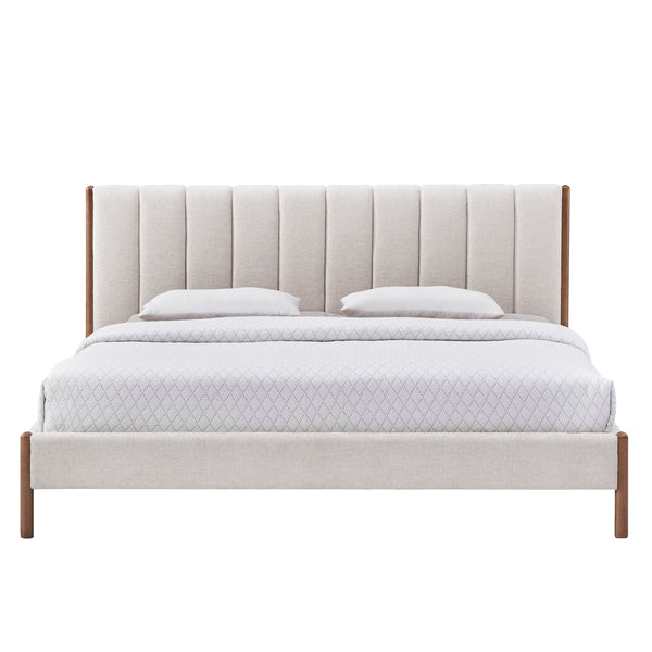 Exton Upholstered Platform King Bed, Cream