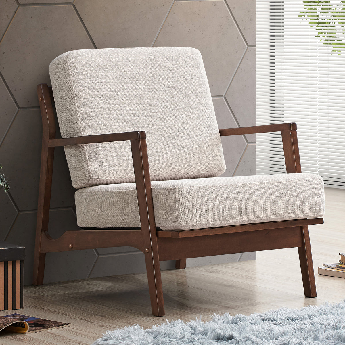 Jasper Upholstered Accent Armchair, Beige Omax Decor