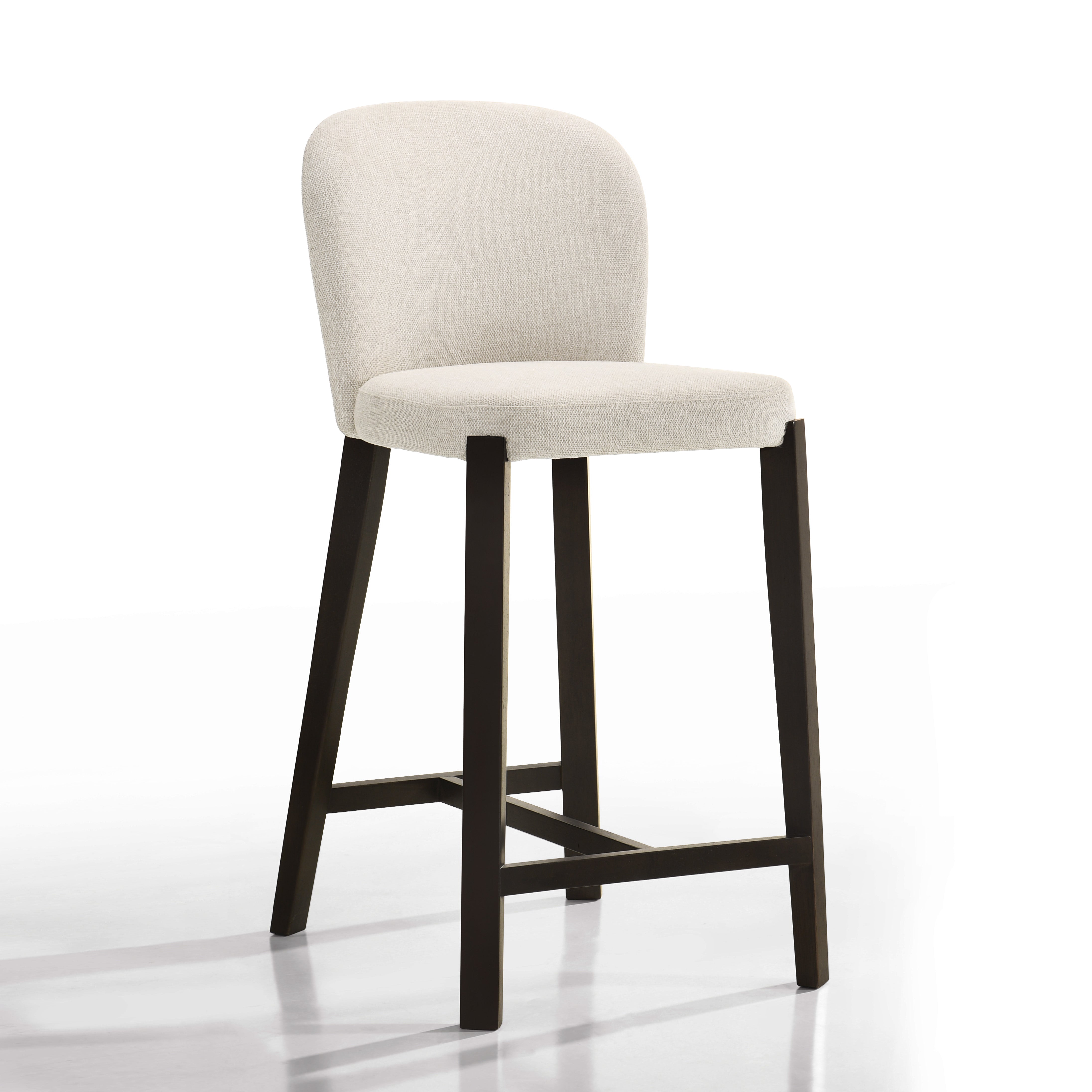 Larsen 26" Solid Wood and Fabric Counter Stool, Oatmeal Beige