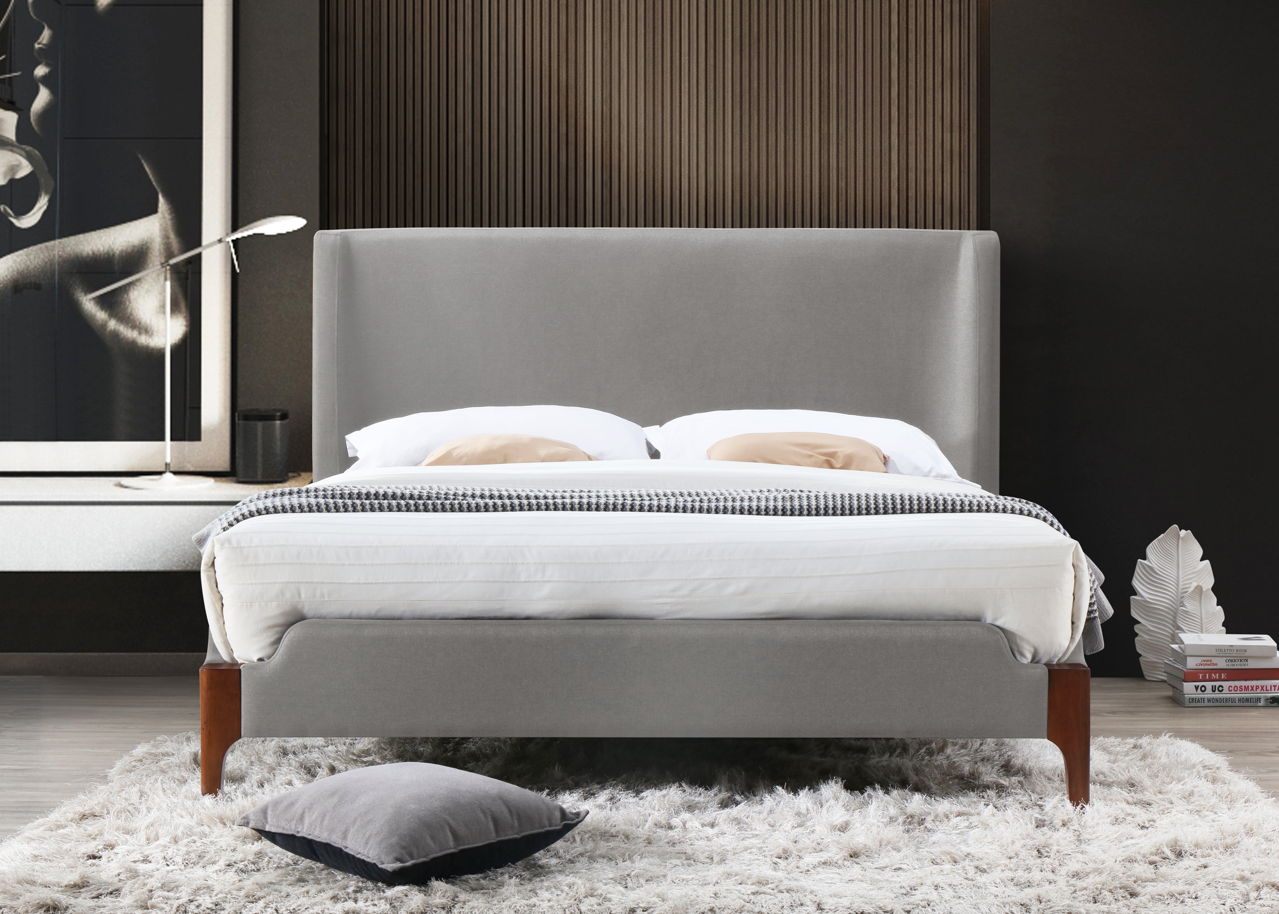 Harper Upholstered Platform Bed - Grey