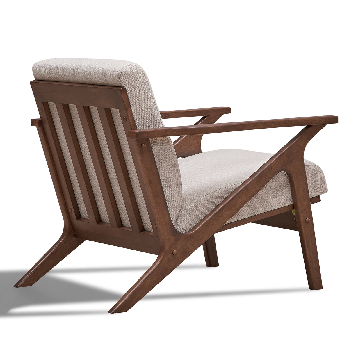 Zola Upholstered Accent Armchair - Beige/Walnut – Omax Decor