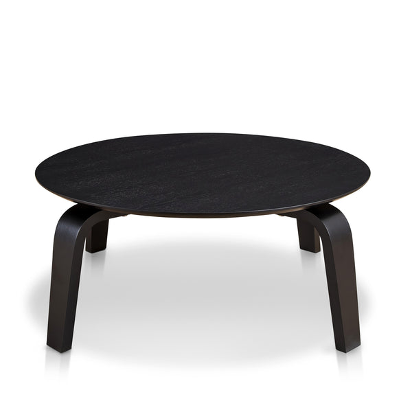 Mod Round Shape Mid-Century Wood Coffee Table - Black Ash