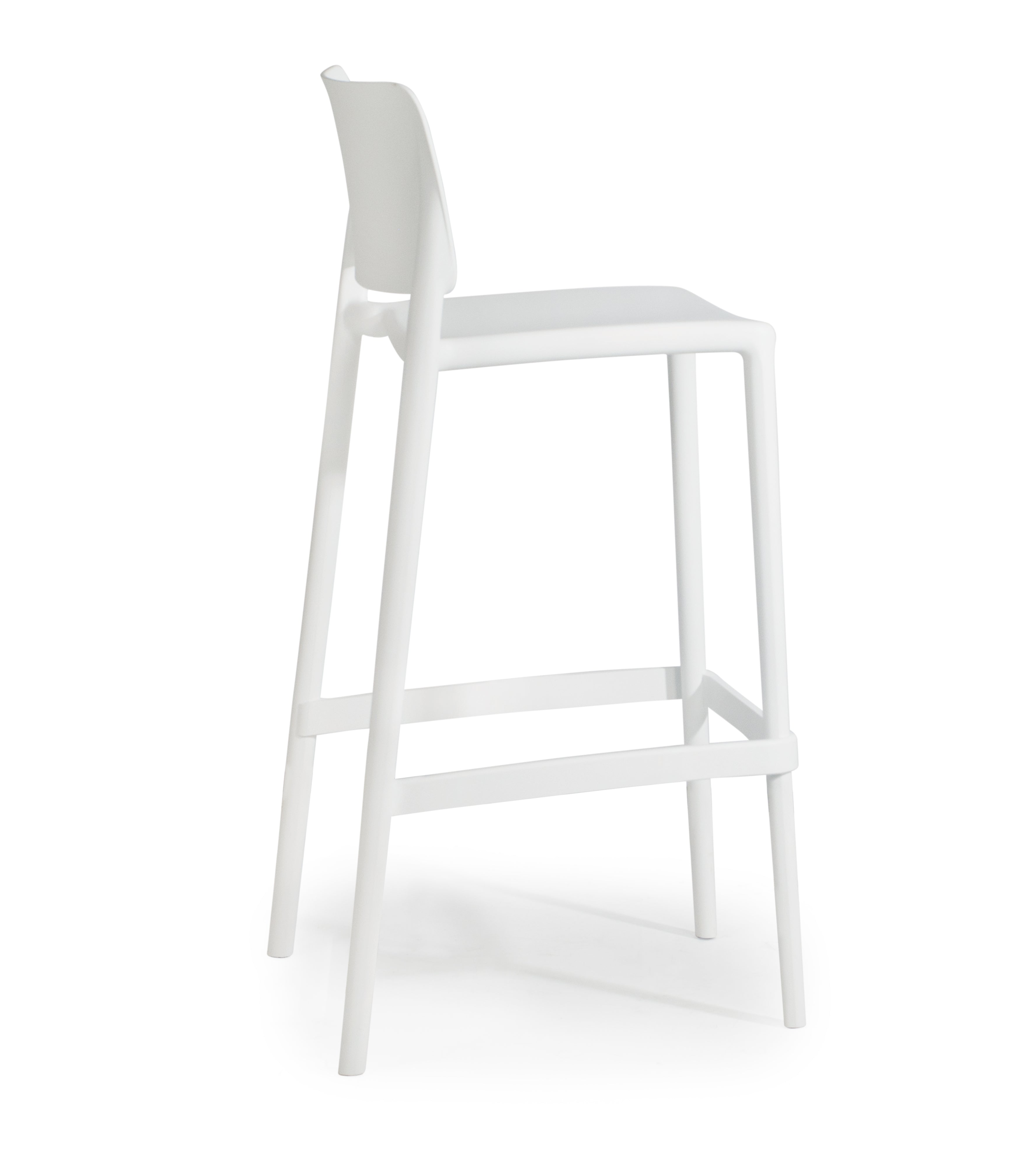 Cleo Patio Plastic Stackable Bar Height Bar Stool in White - (Set of 2)
