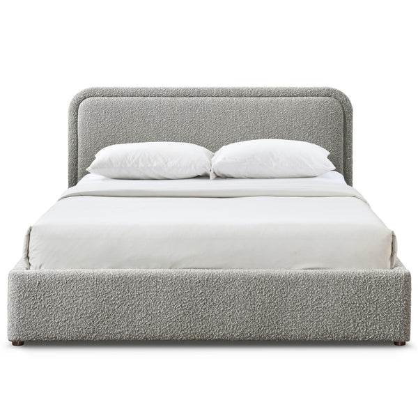 Chloe Upholstered Platform Queen Bed, Gray Boucle Fabric