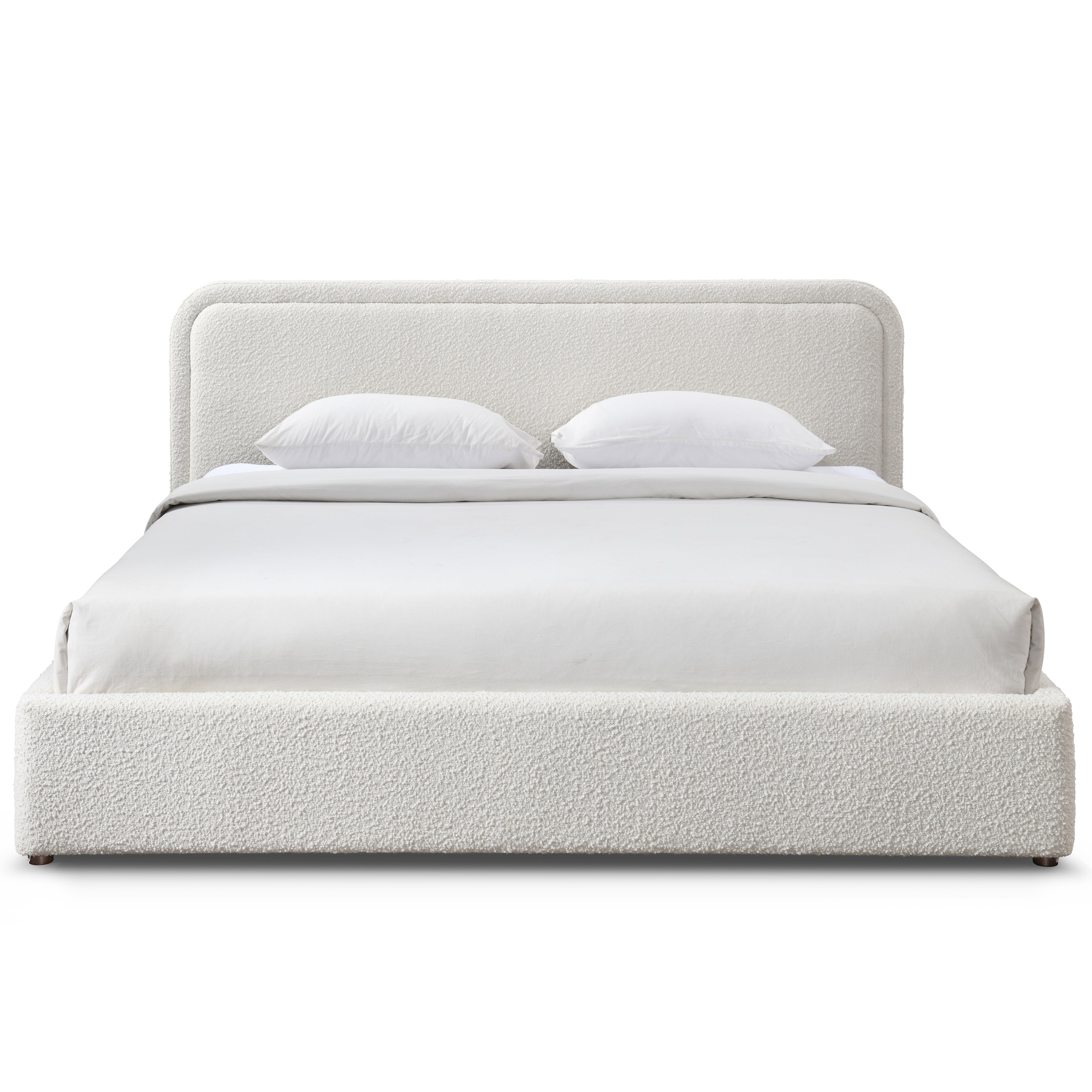 Chloe Upholstered Platform King Bed, White Boucle Fabric