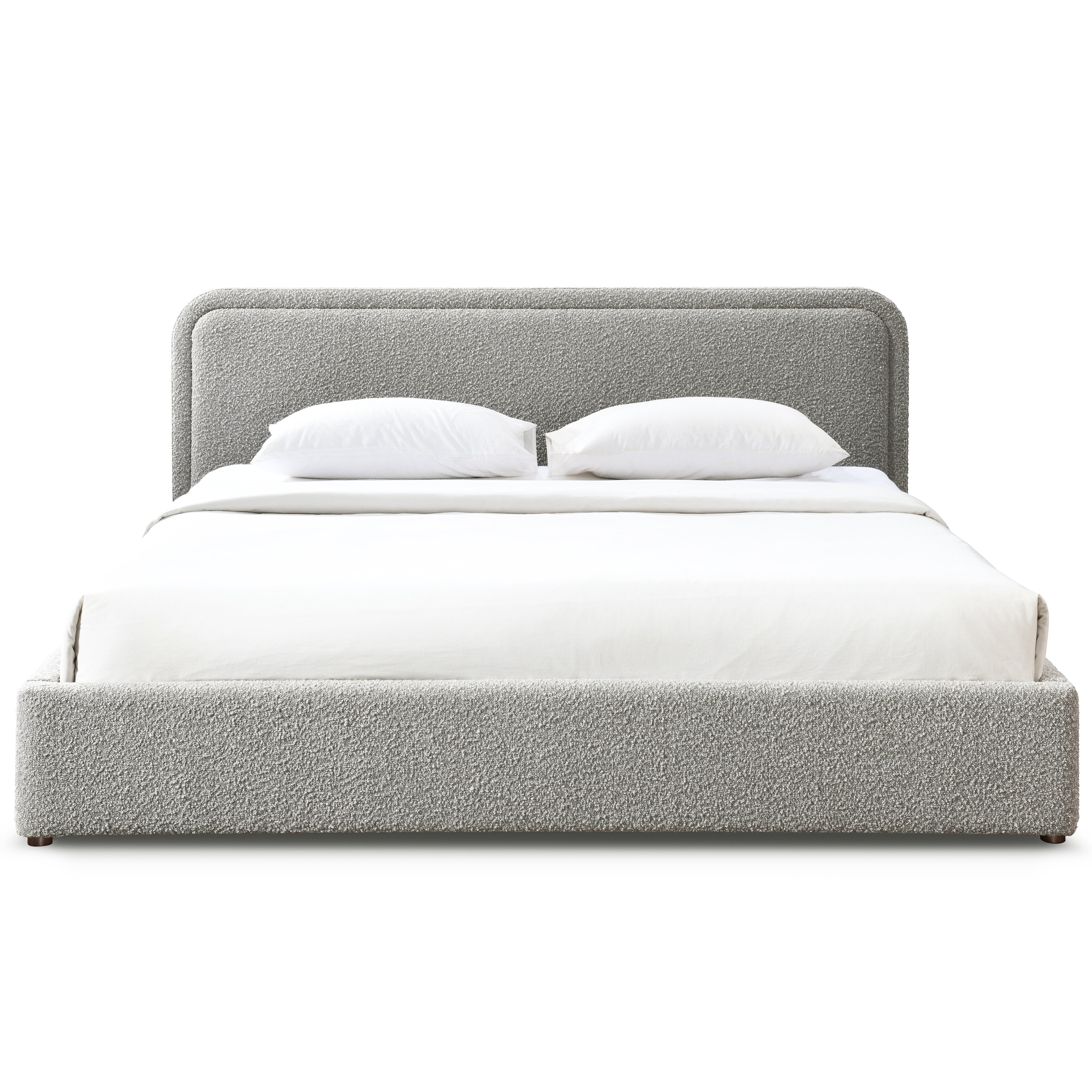 Chloe Upholstered Platform King Bed, Gray Boucle Fabric