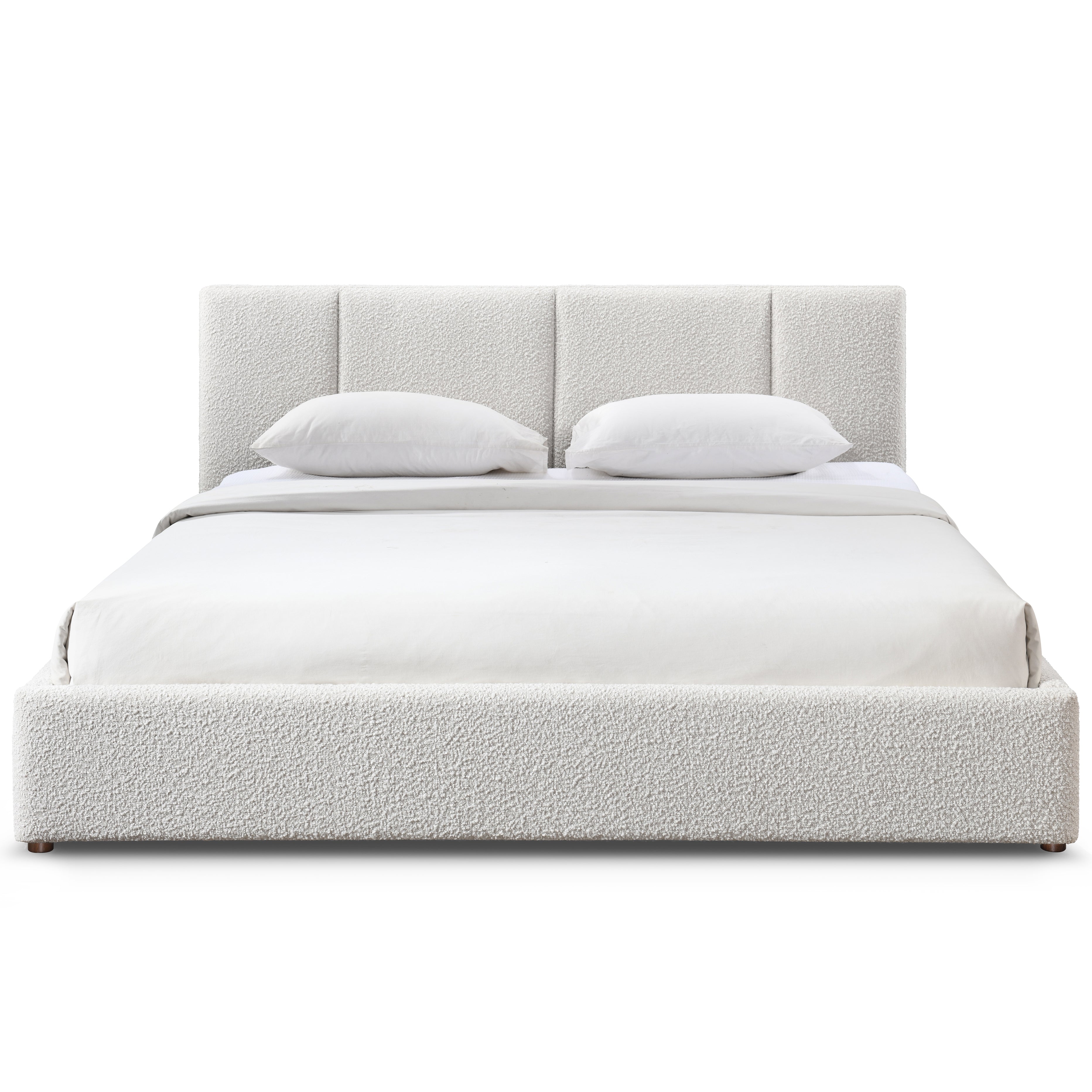 Venice Upholstered Platform King Bed, Cream Beige Boucle Fabric
