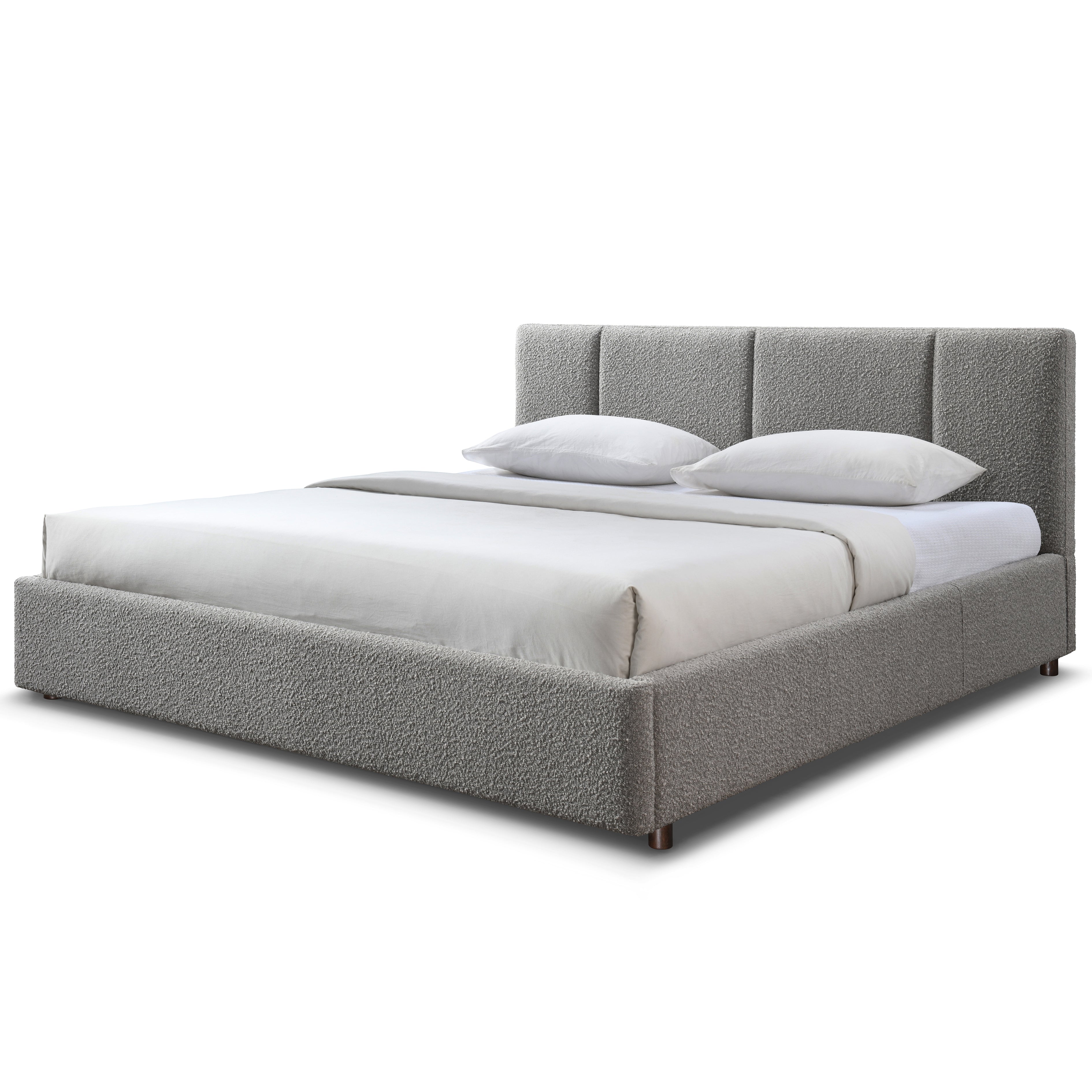 Venice Upholstered Platform King Bed, Gray Boucle Fabric