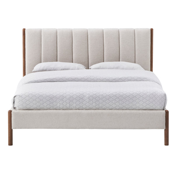 Exton Upholstered Platform Queen Bed, Cream