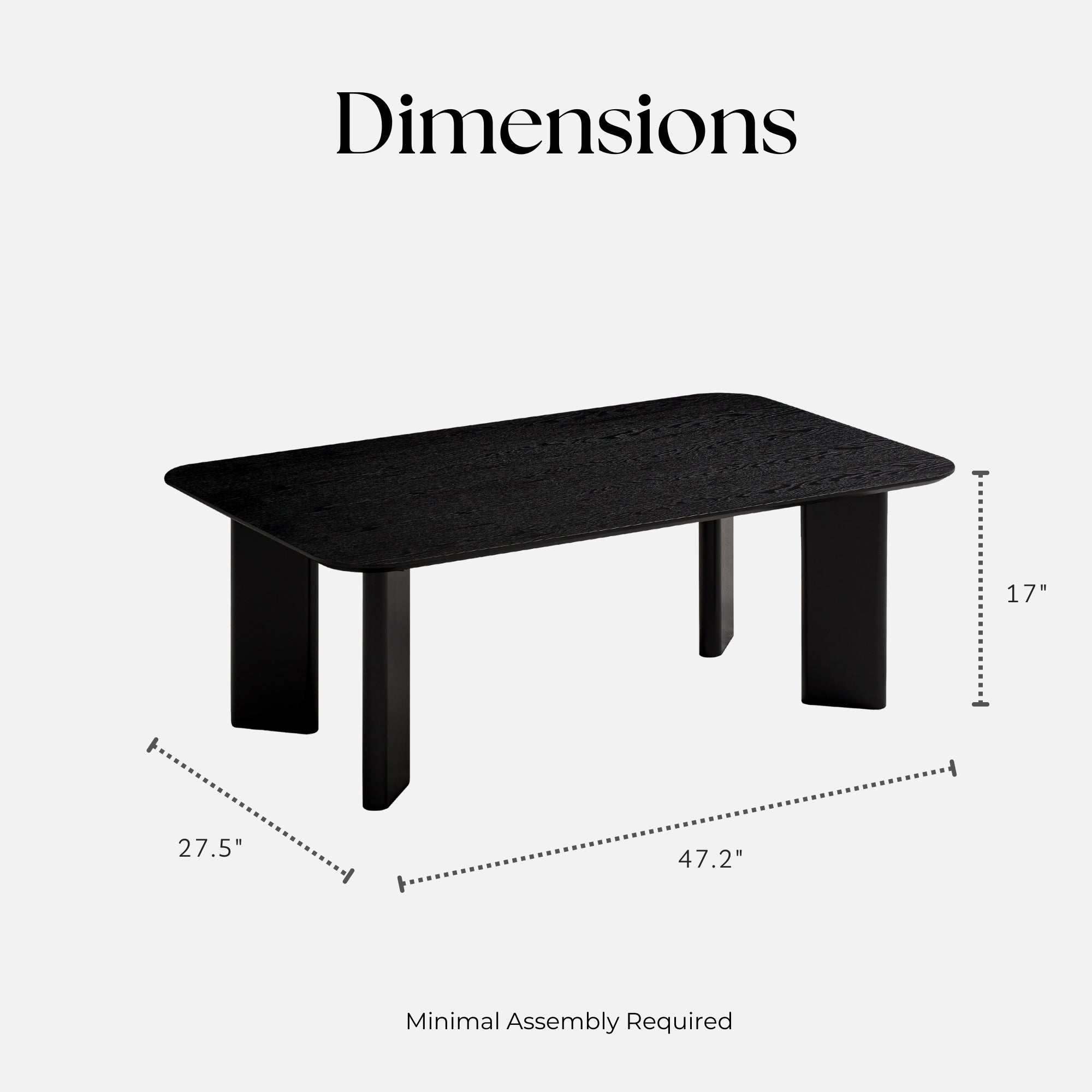 Joss Rectangular Shape Modern Wood Coffee Table, Black Ash by NESTMOD