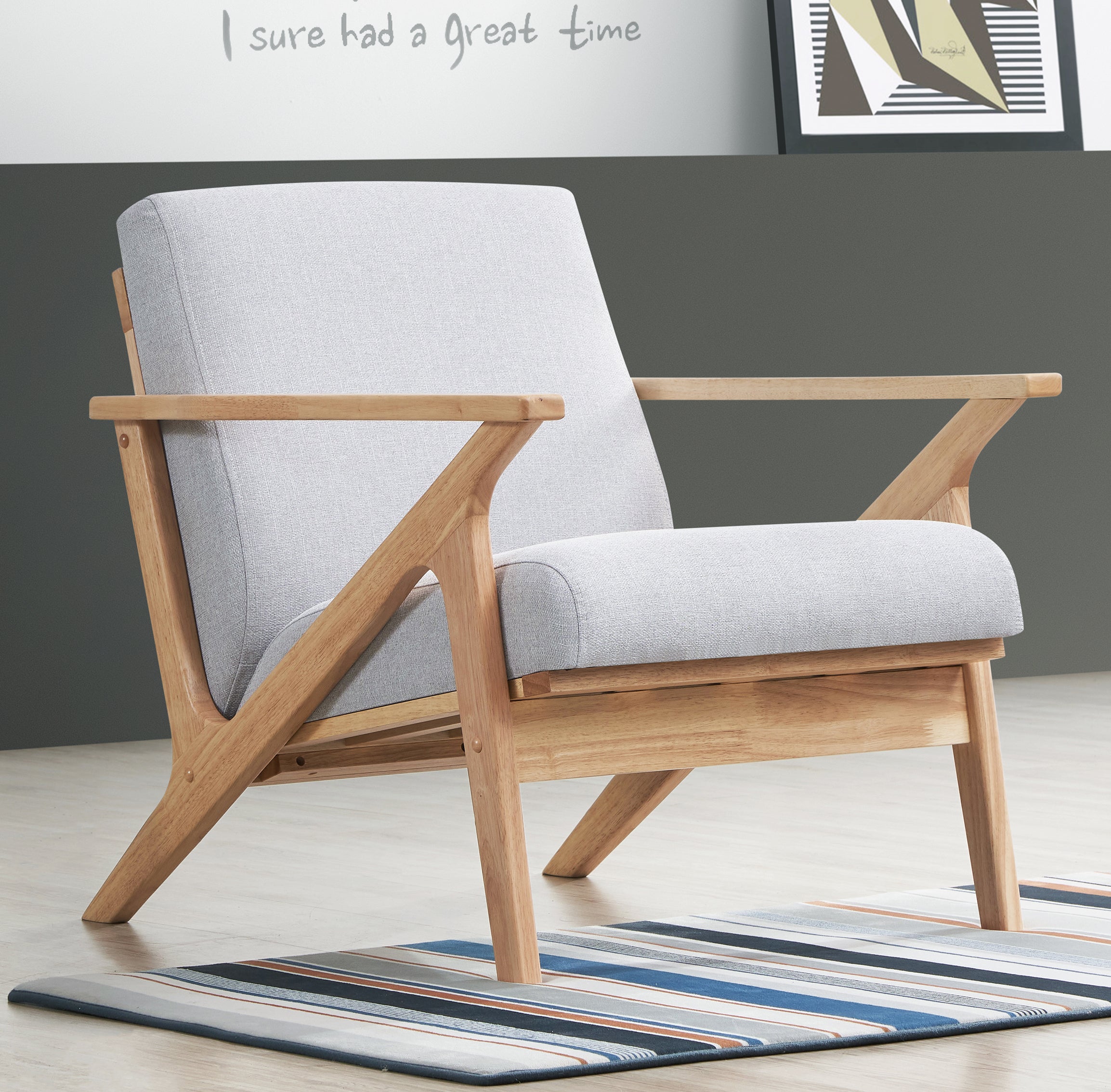 Zola Upholstered Accent Armchair - Light Gray/Oak