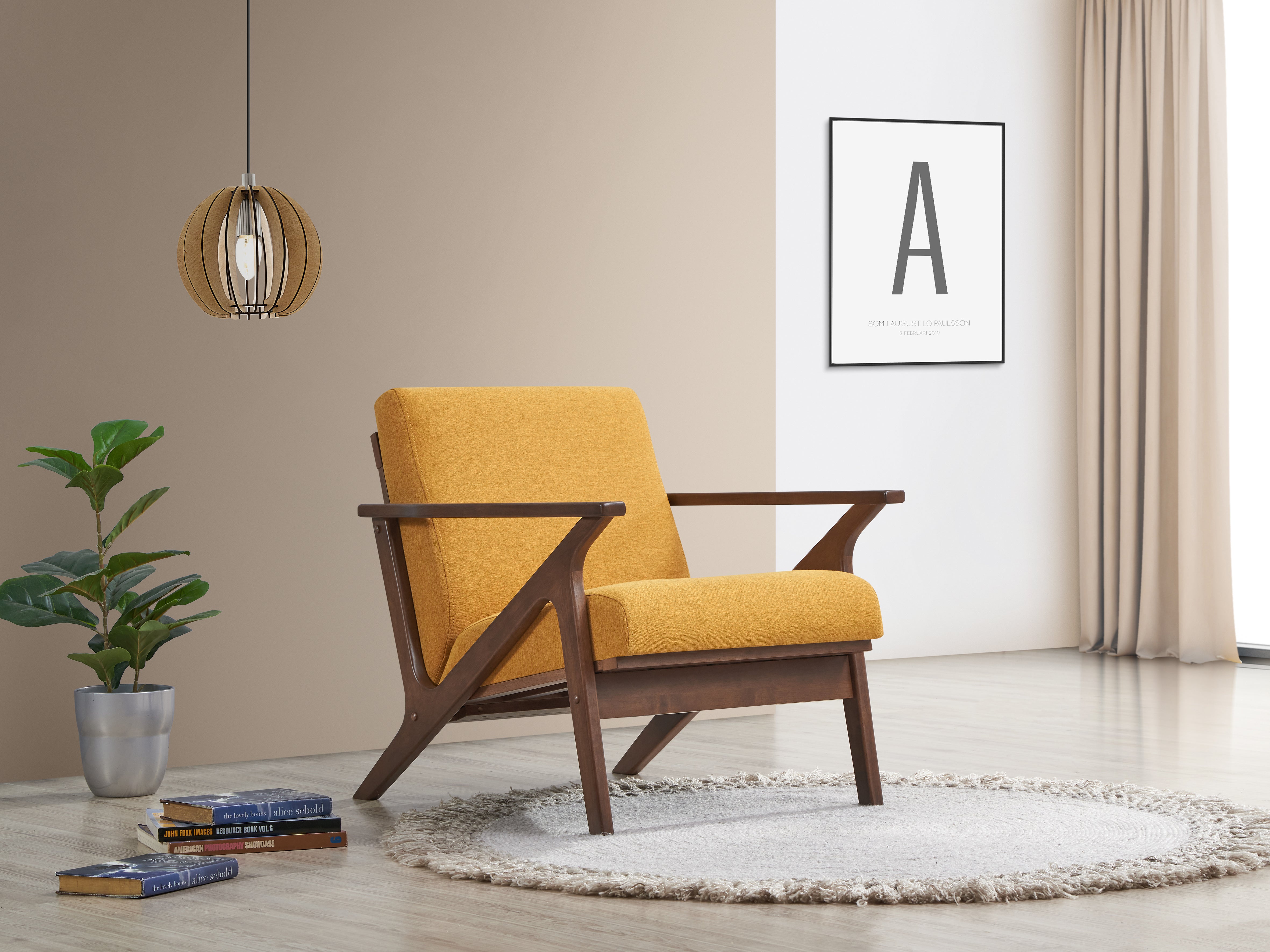 Zola Upholstered Accent Armchair - Mustard