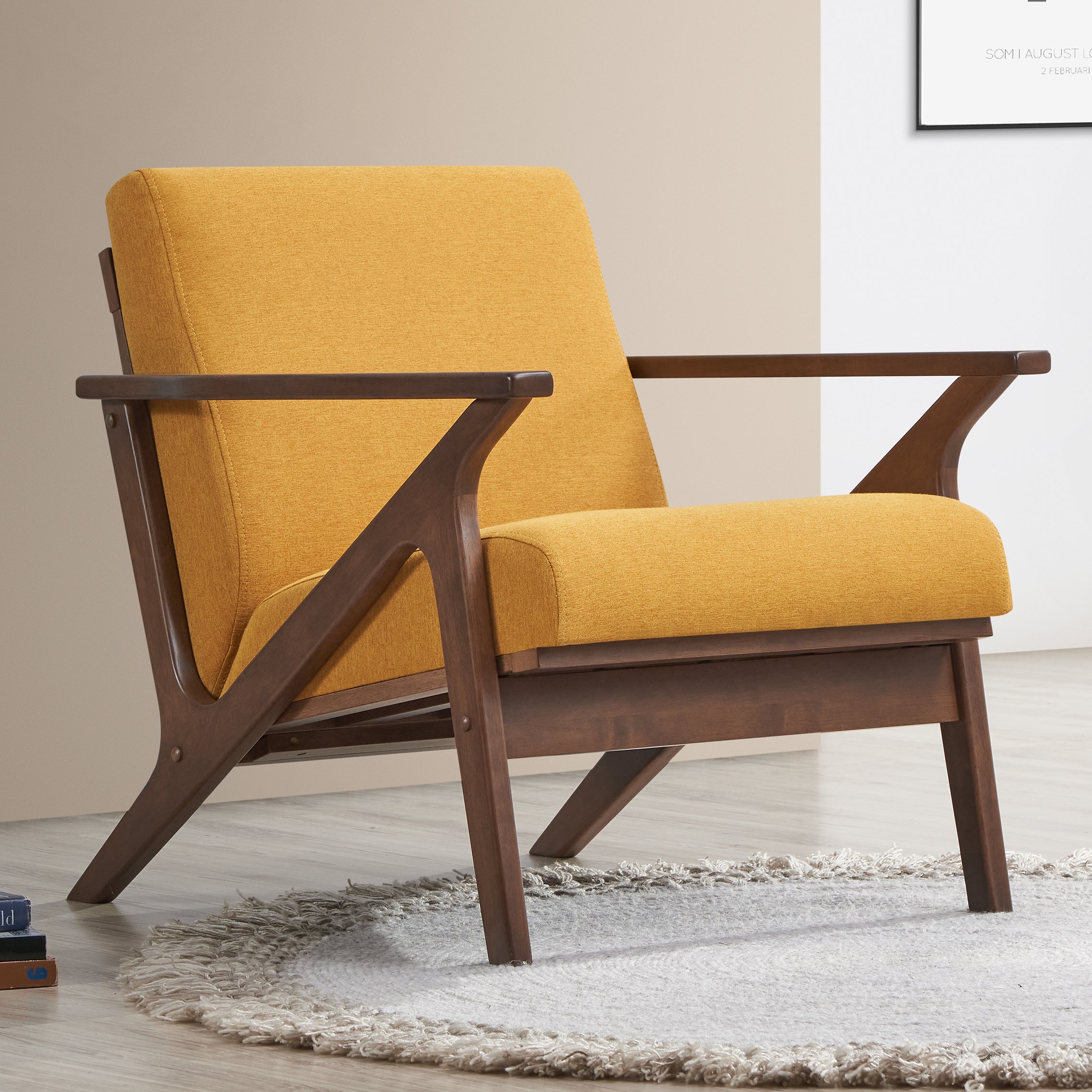 Zola Upholstered Accent Armchair - Mustard