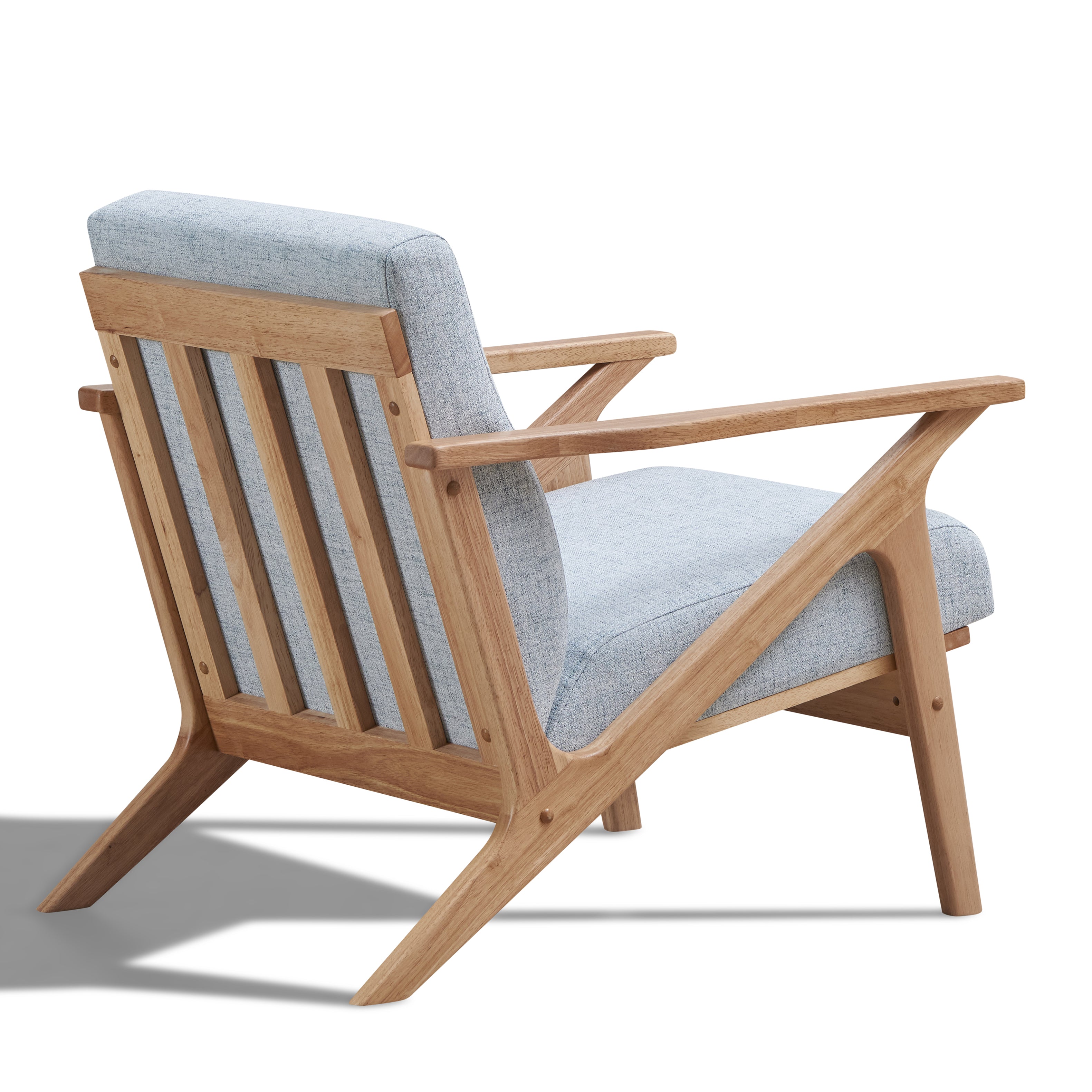 Zola Upholstered Accent Armchair - Light Blue/Oak
