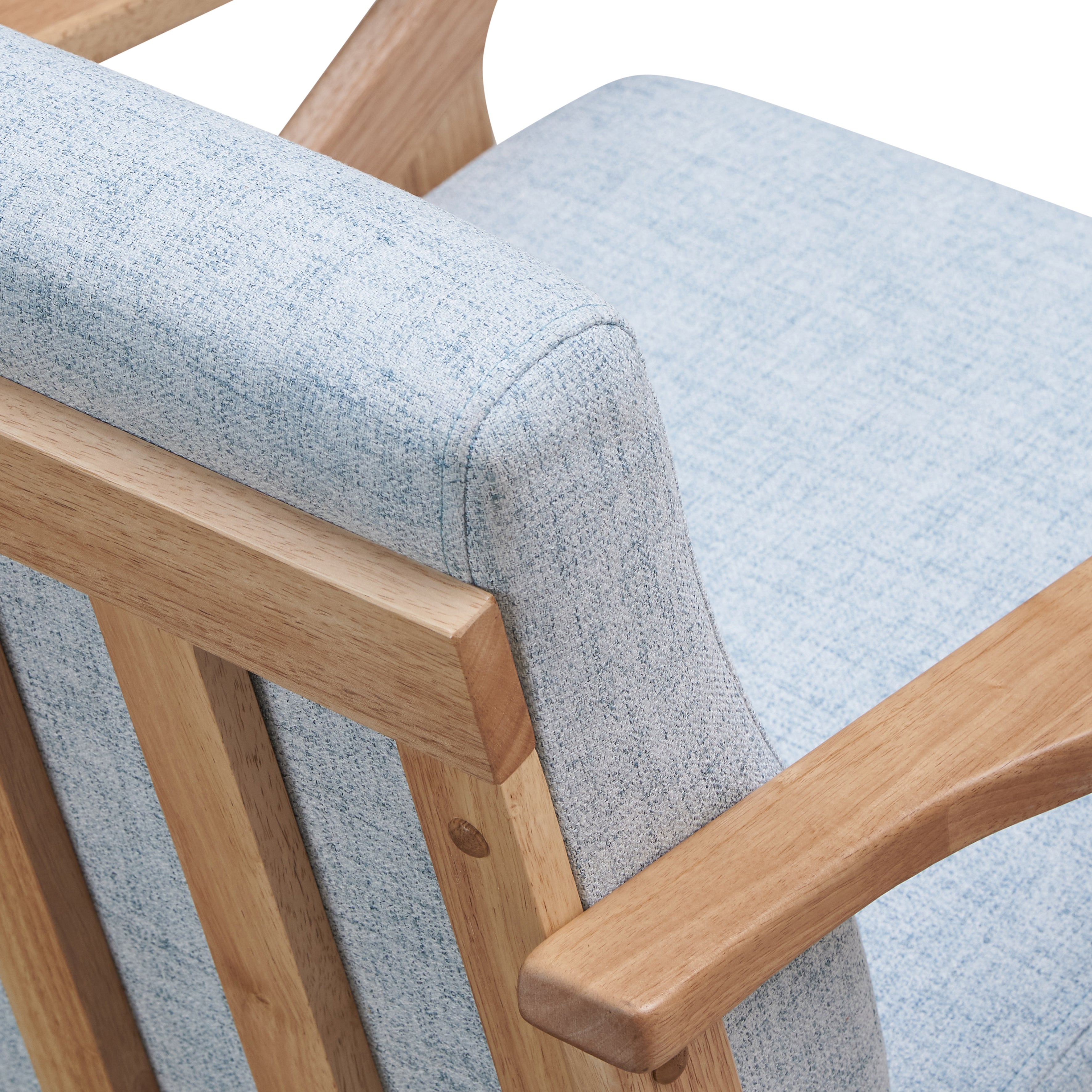 Zola Upholstered Accent Armchair - Light Blue/Oak