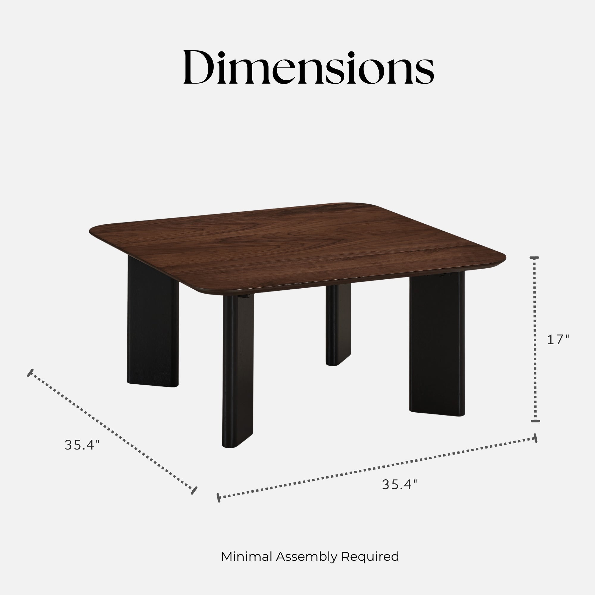 Joss Square Shape Modern Wood Coffee Table, Walnut by NESTMOD