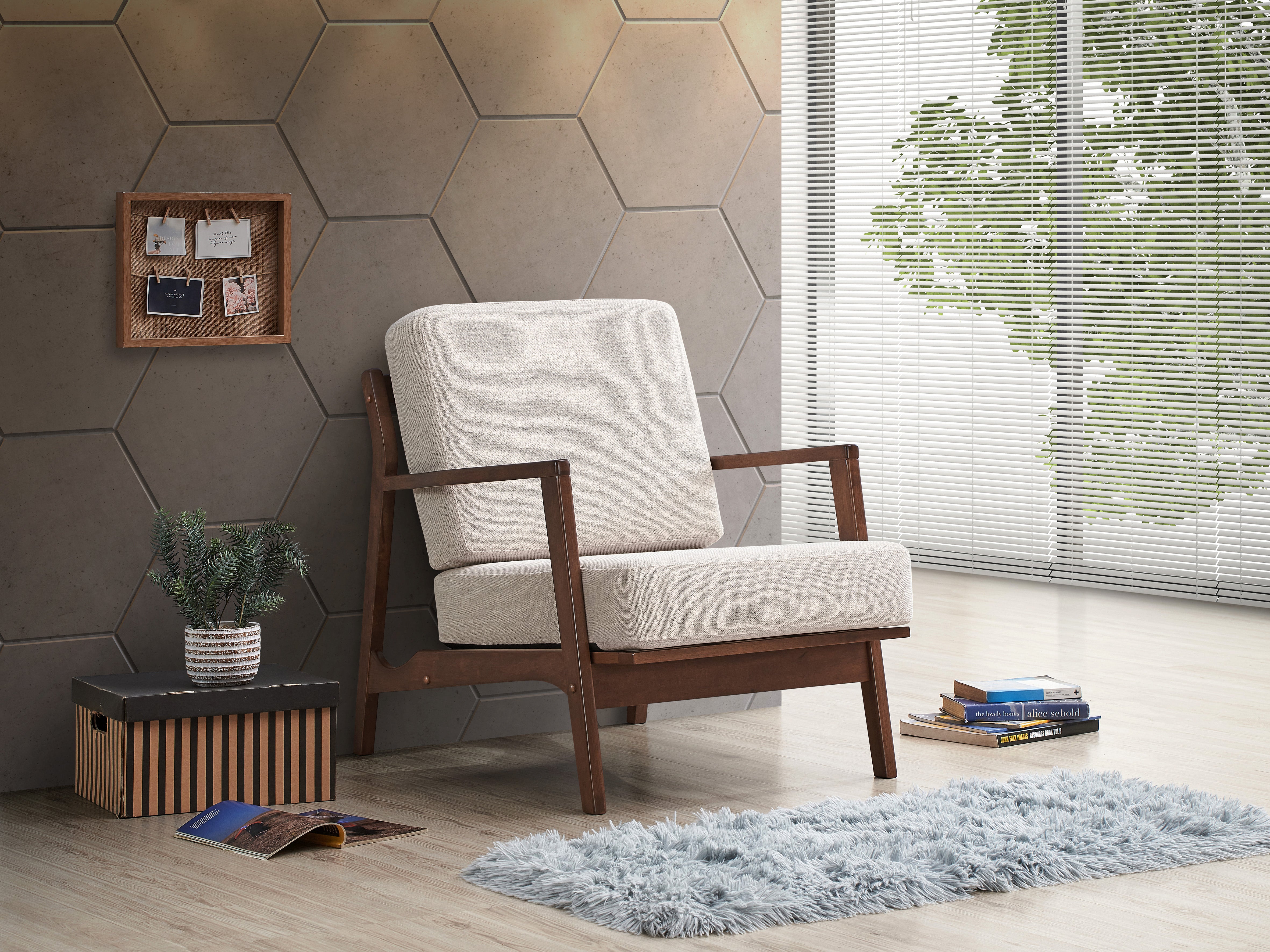 Jasper Upholstered Accent Armchair, Beige