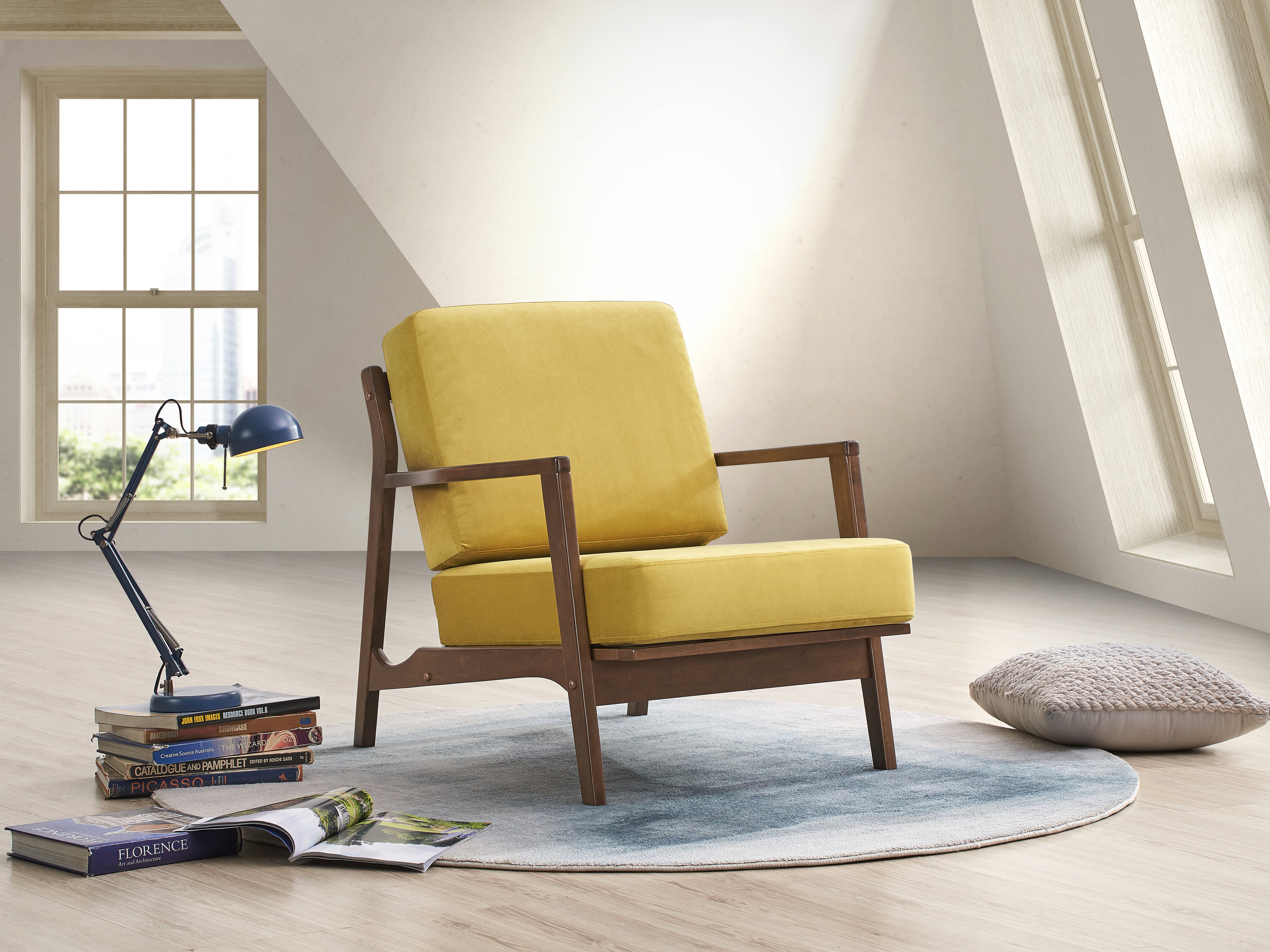 Jasper Upholstered Accent Armchair, Gold Velvet