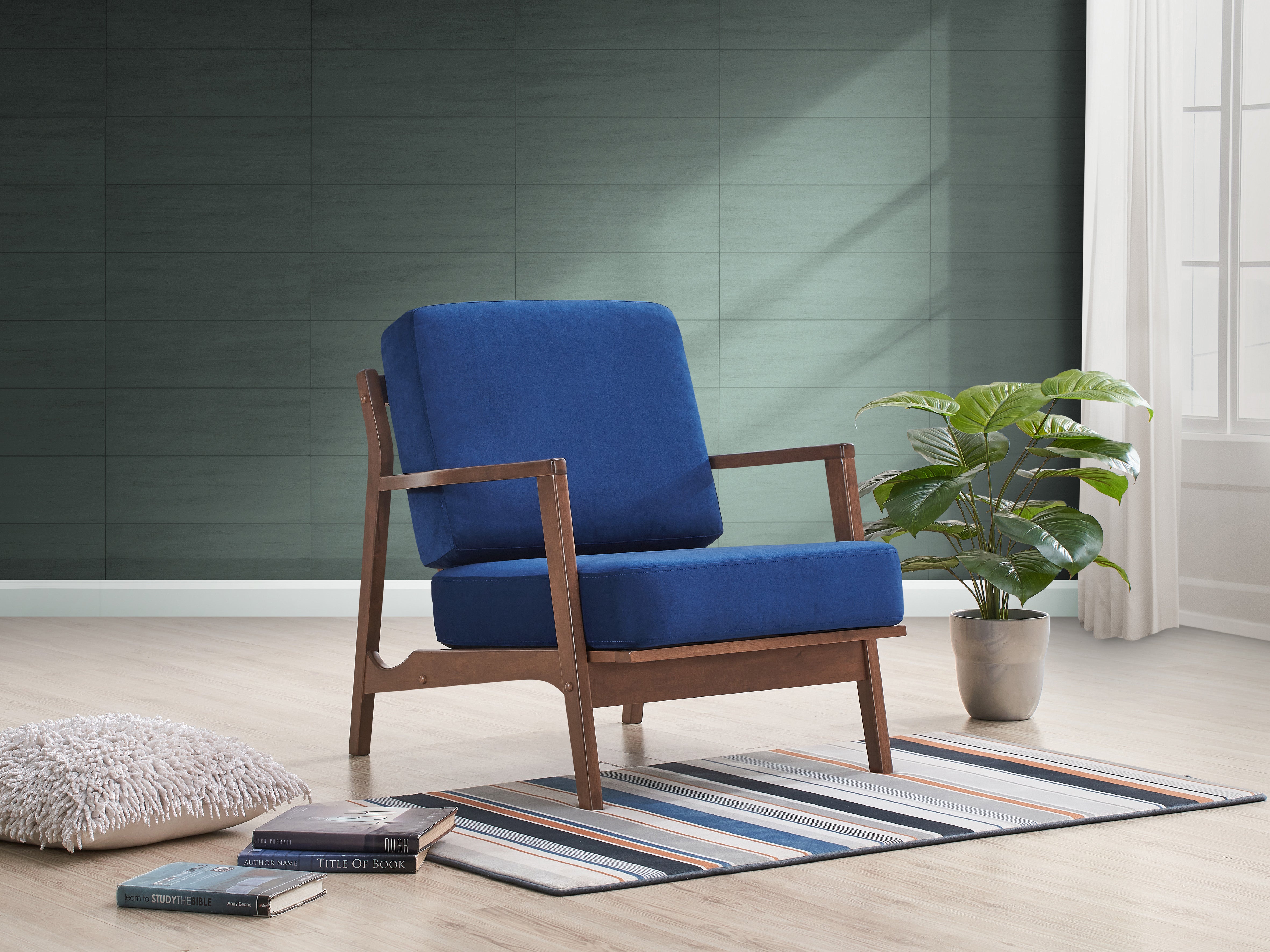 Jasper Upholstered Accent Armchair, Blue Velvet