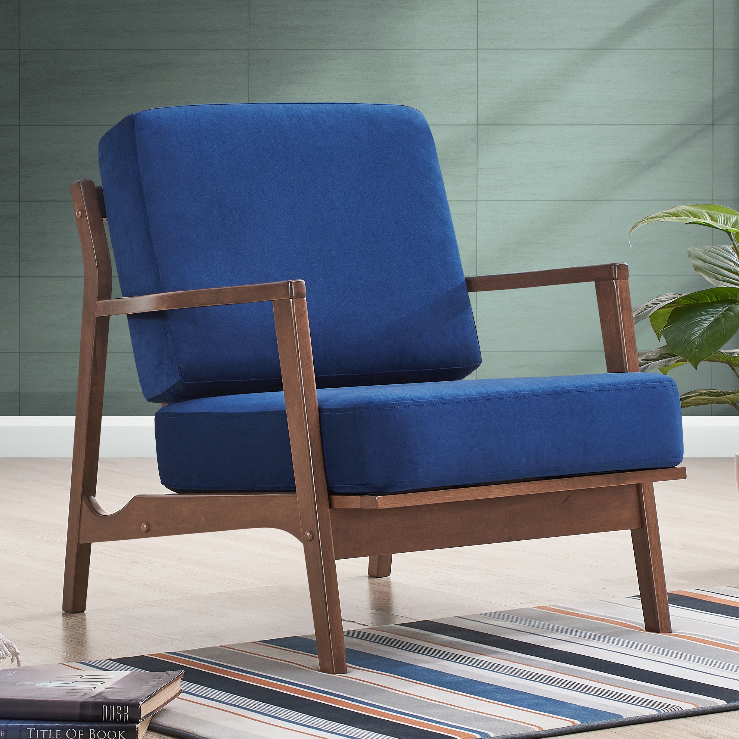 Jasper Upholstered Accent Armchair, Blue Velvet