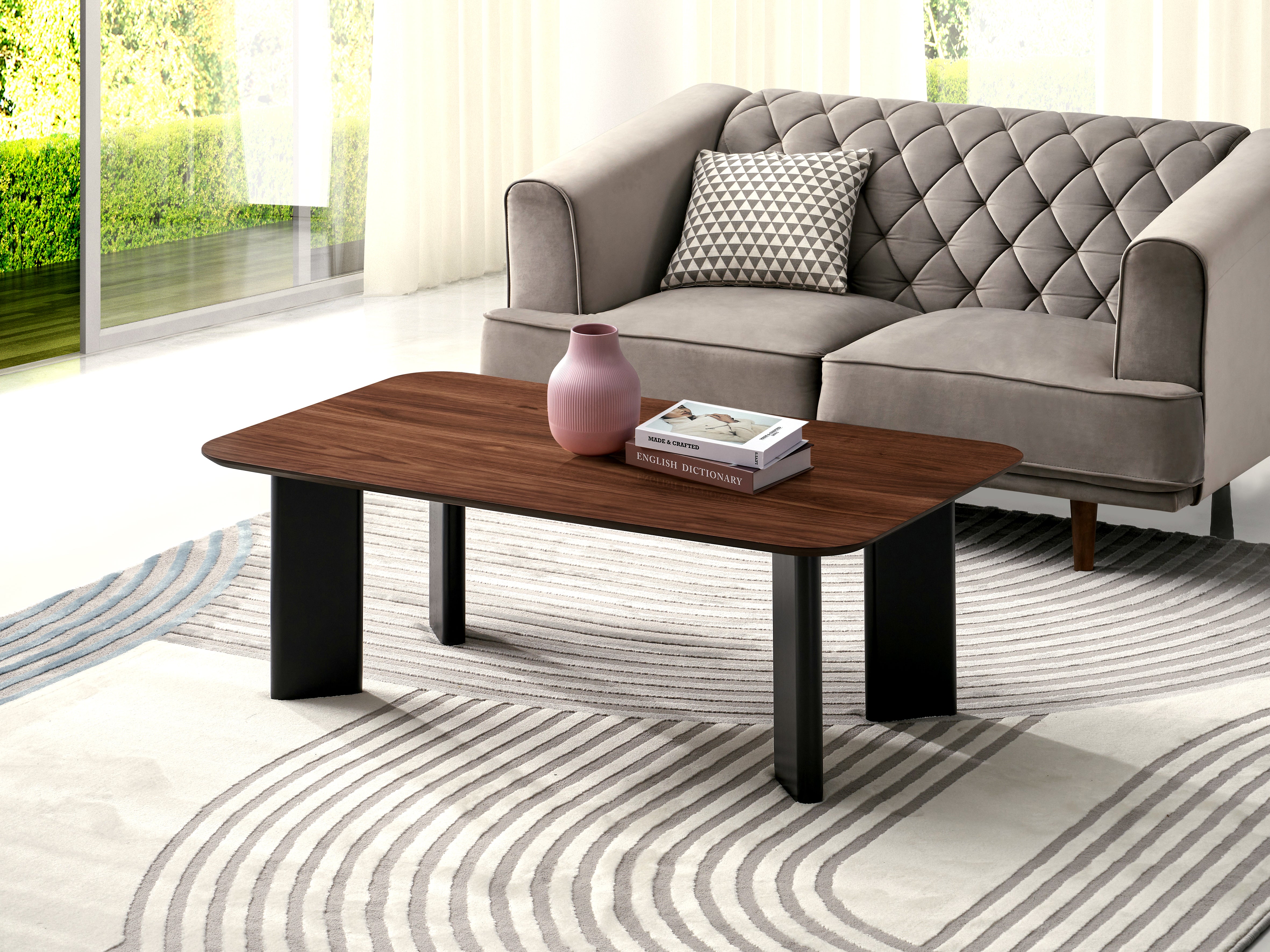 Joss Rectangular Shape Modern Wood Coffee Table, Walnut by NESTMOD