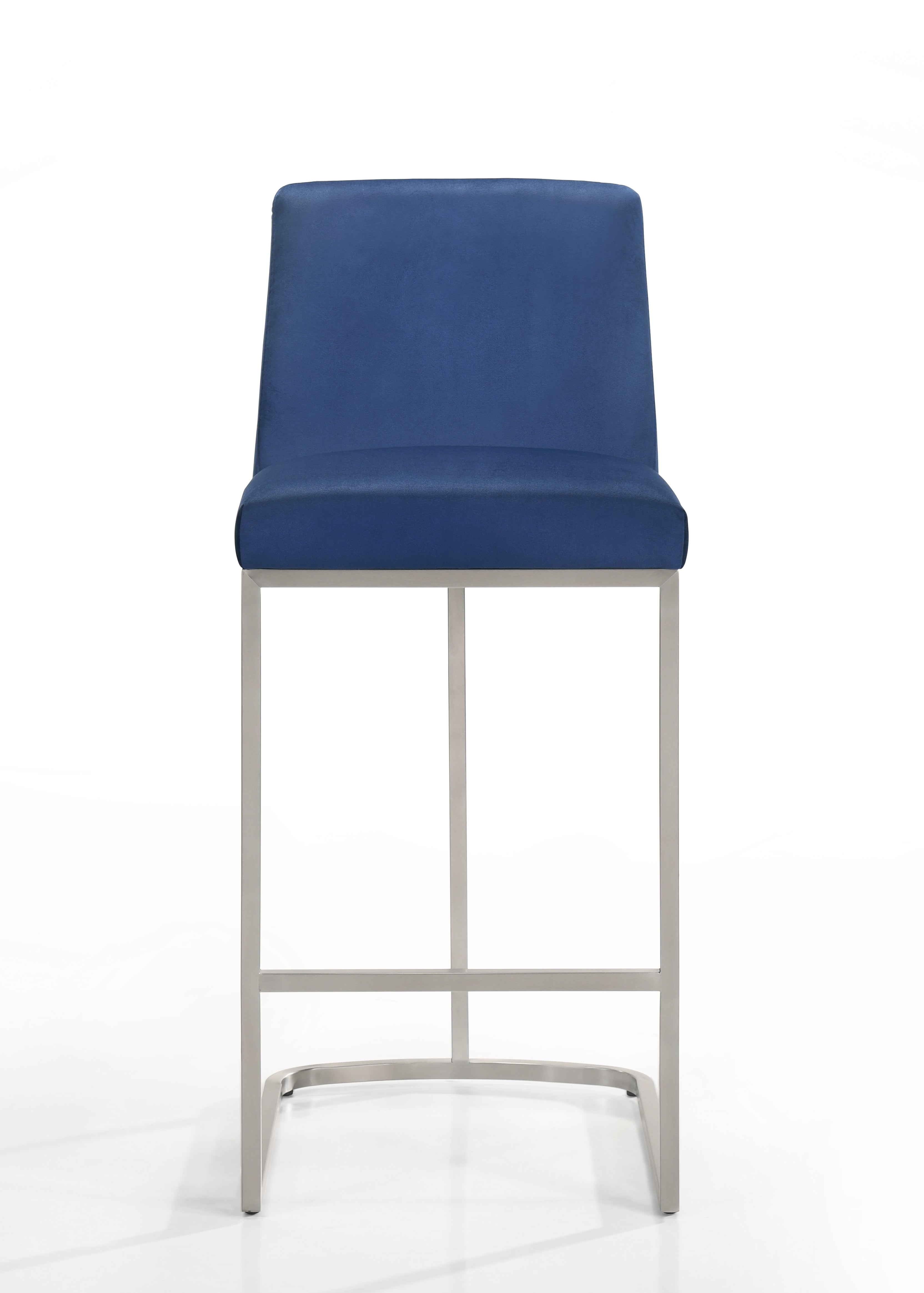 Sydney 28.5" Stainless Steel Bar Stool, Blue Velvet