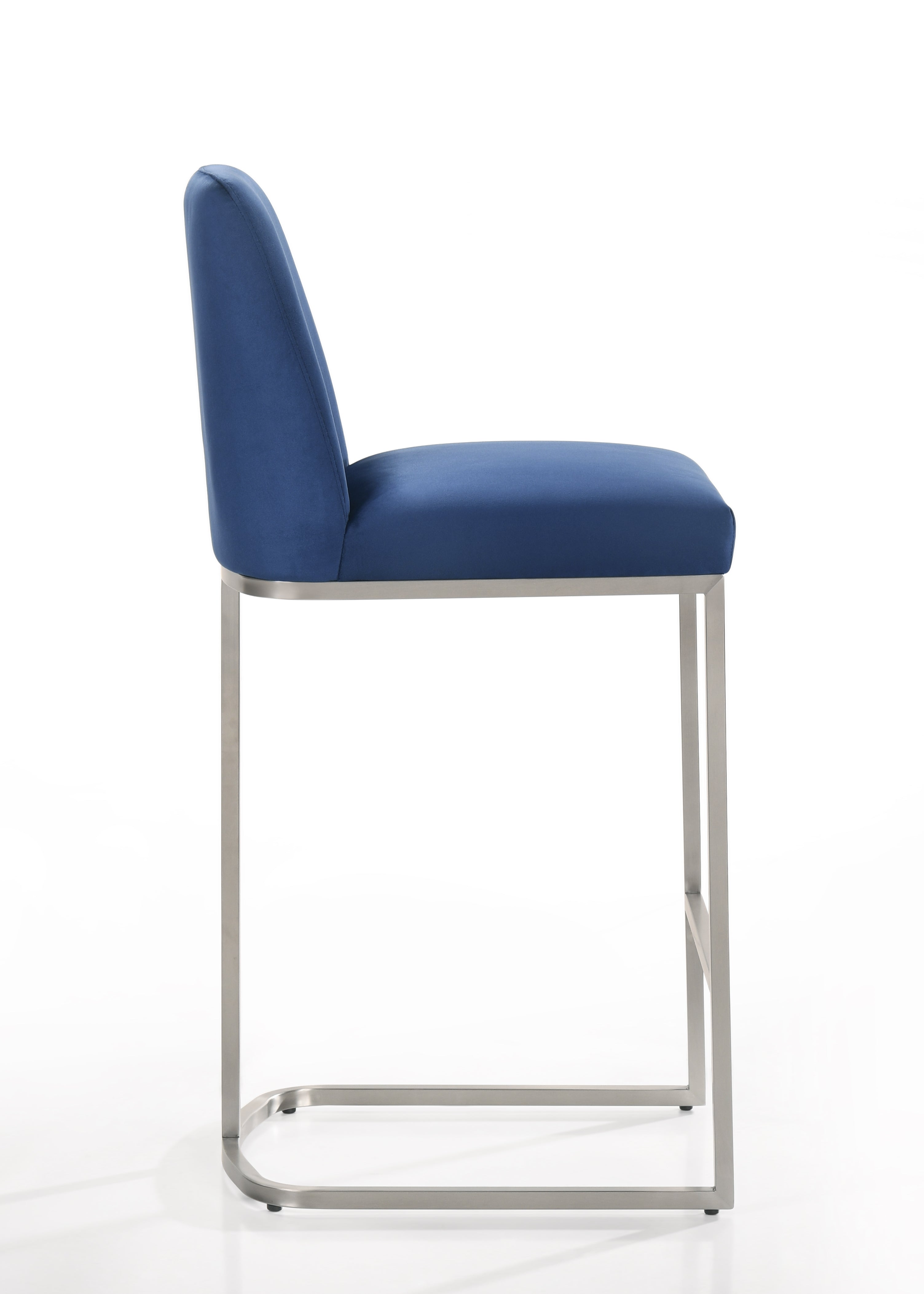 Sydney 28.5" Stainless Steel Bar Stool, Blue Velvet