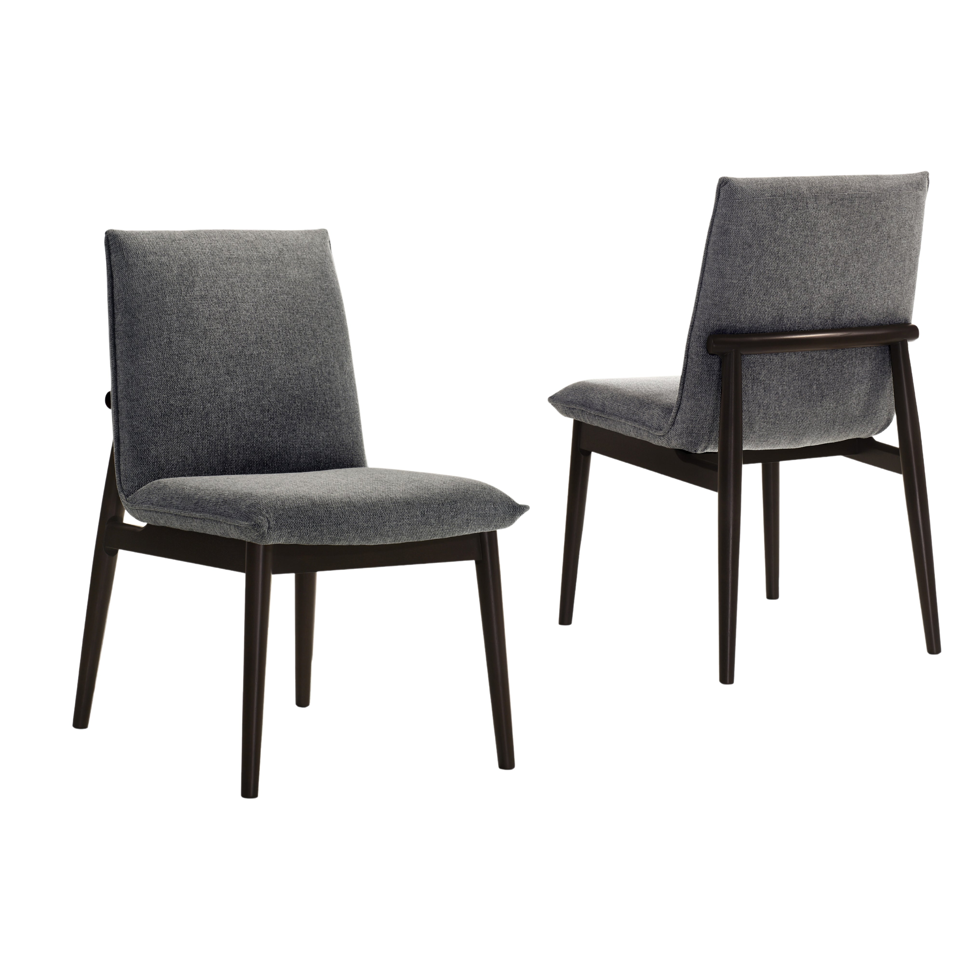 Jean Solid Wood Upholstered Dining Chairs, Gray (Set of 2)