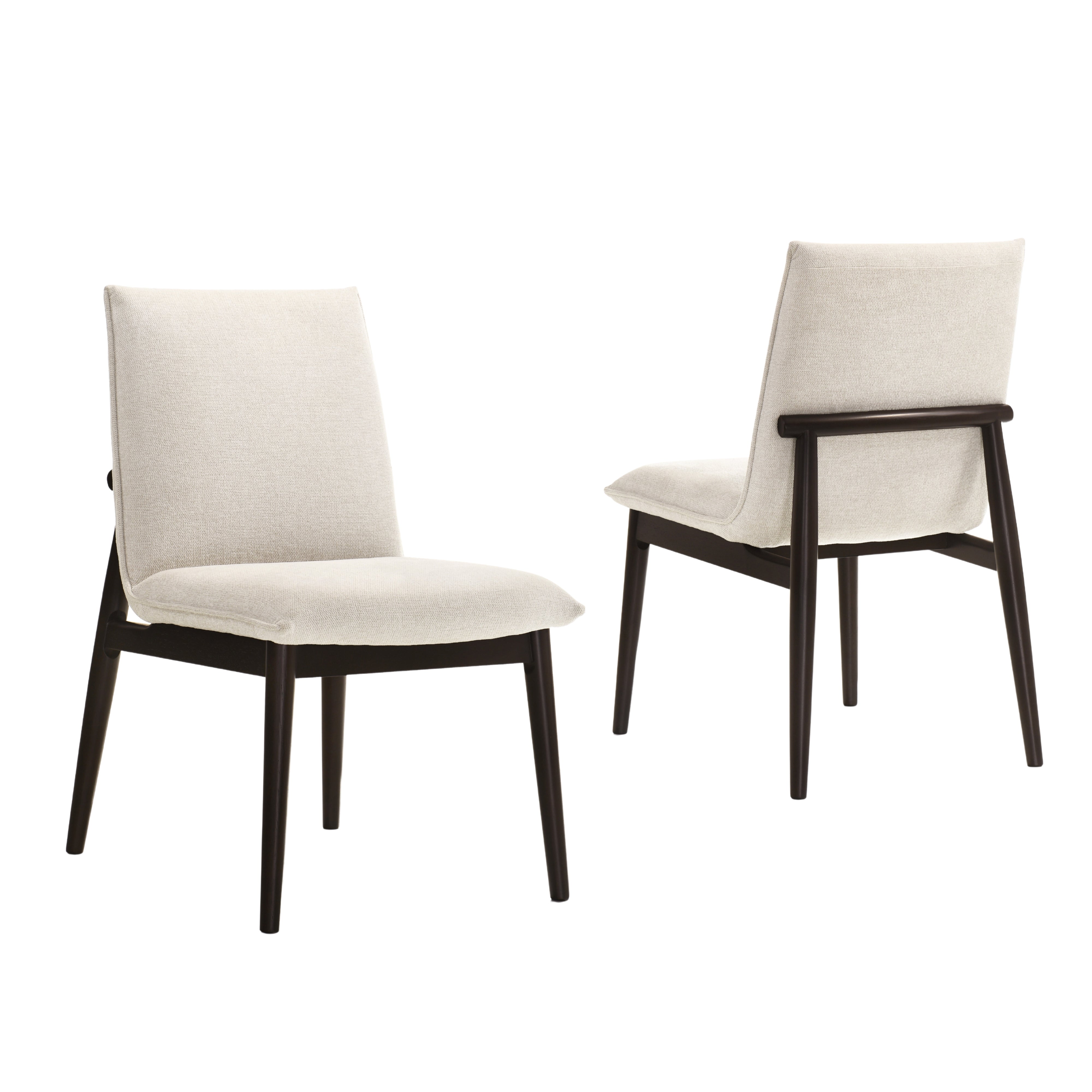 Jean Solid Wood Upholstered Dining Chairs, Oatmeal (Set of 2)