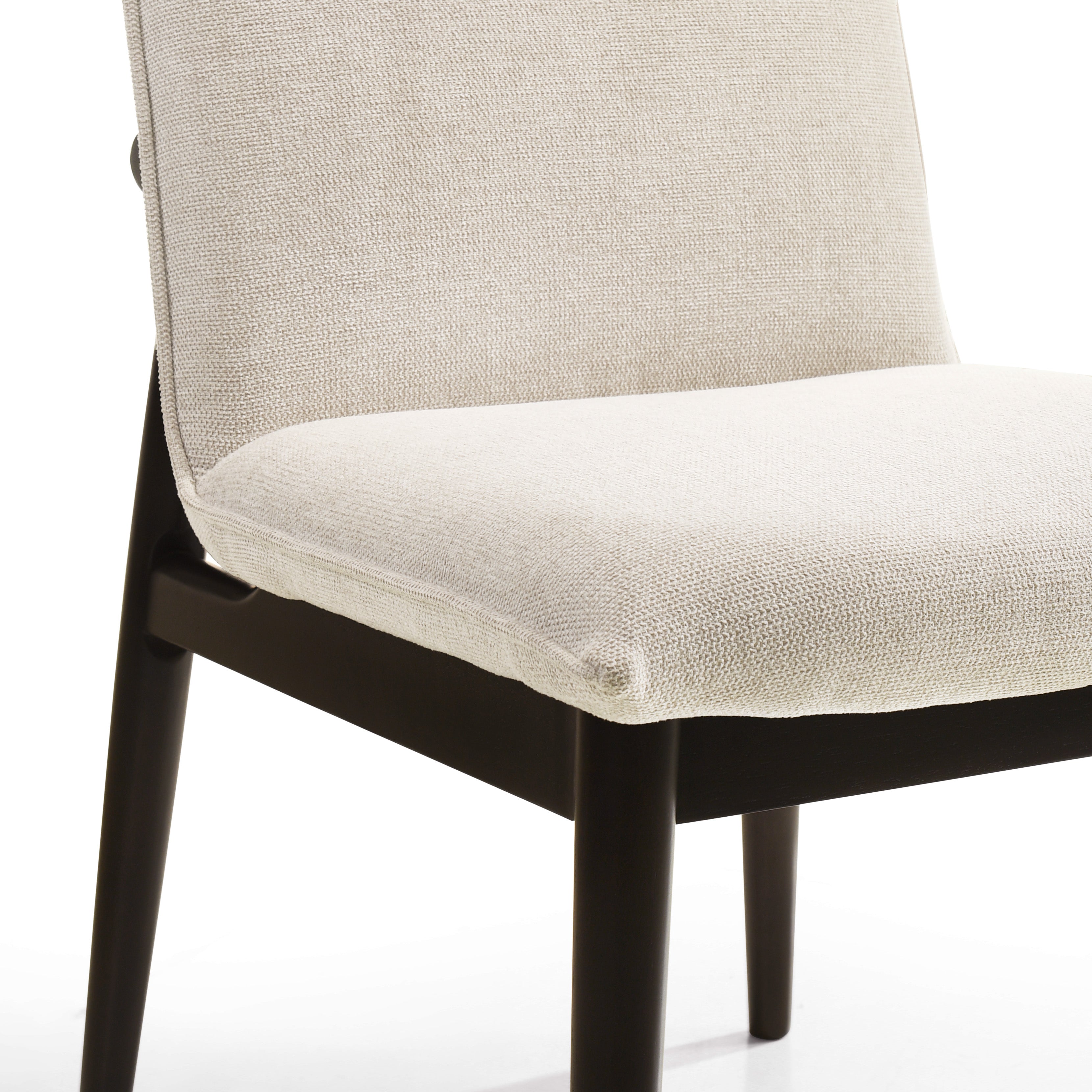 Jean Solid Wood Upholstered Dining Chairs, Oatmeal (Set of 2)