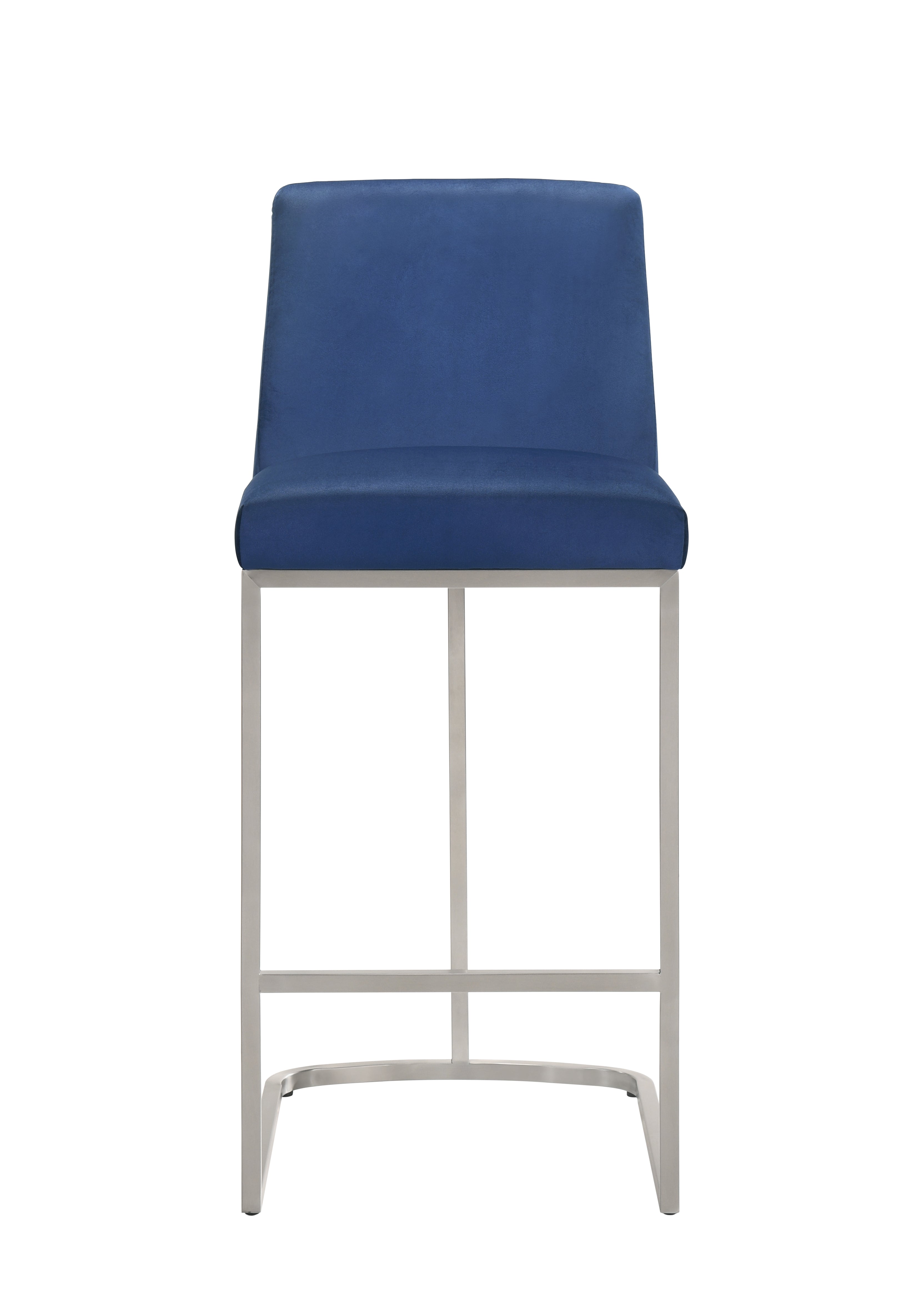 Sydney 26" Stainless Steel Counter Stool, Blue Velvet