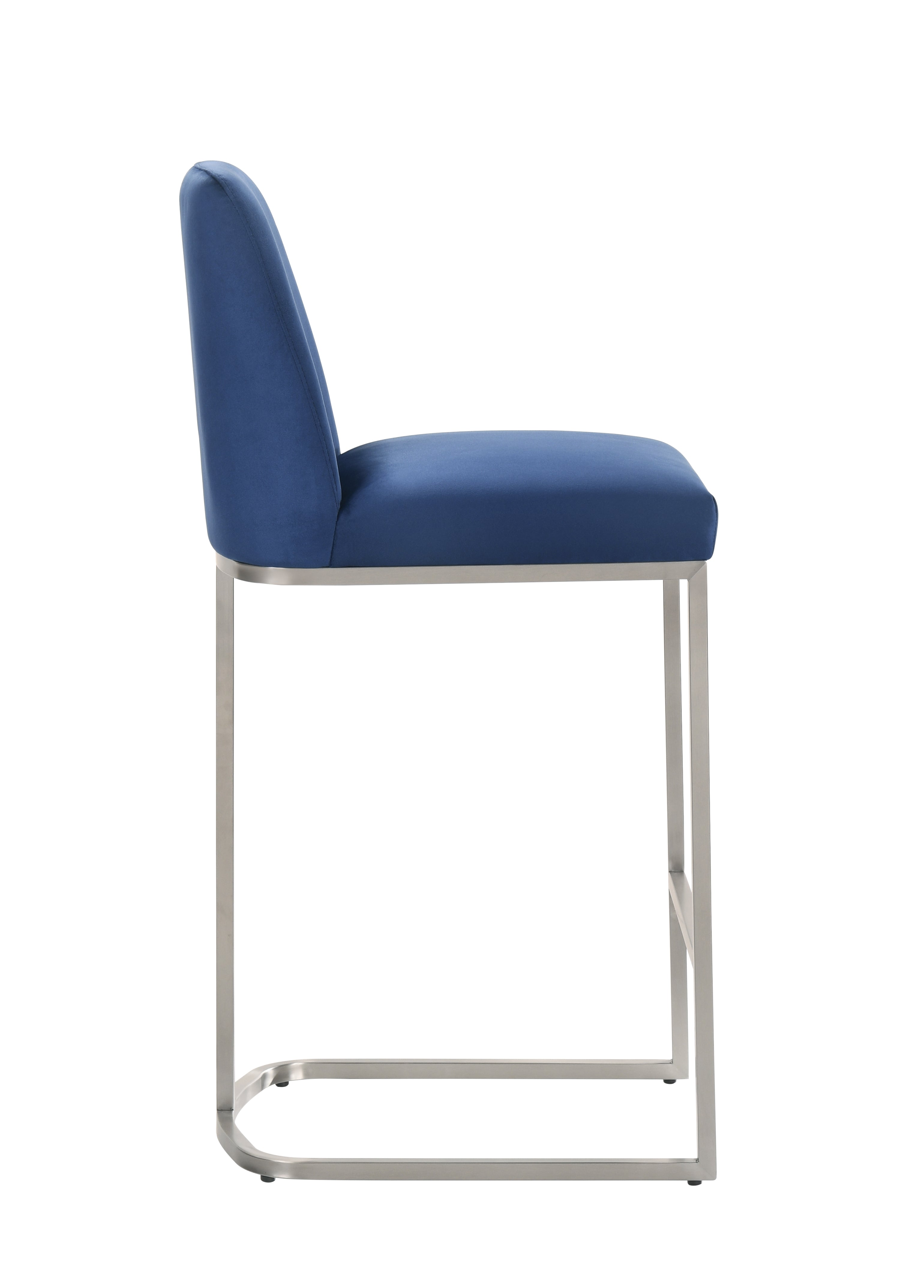 Sydney 26" Stainless Steel Counter Stool, Blue Velvet