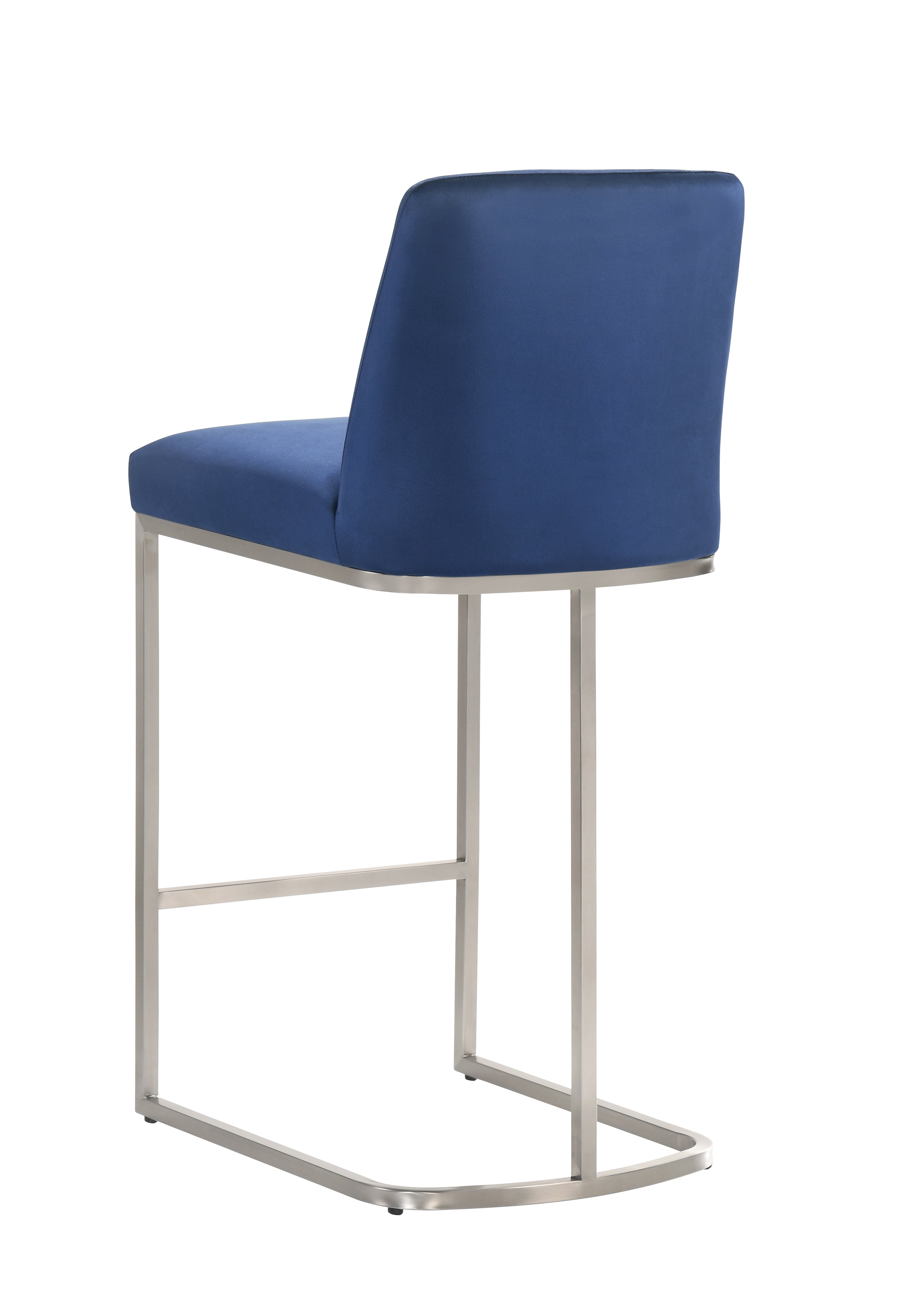 Sydney 26" Stainless Steel Counter Stool, Blue Velvet