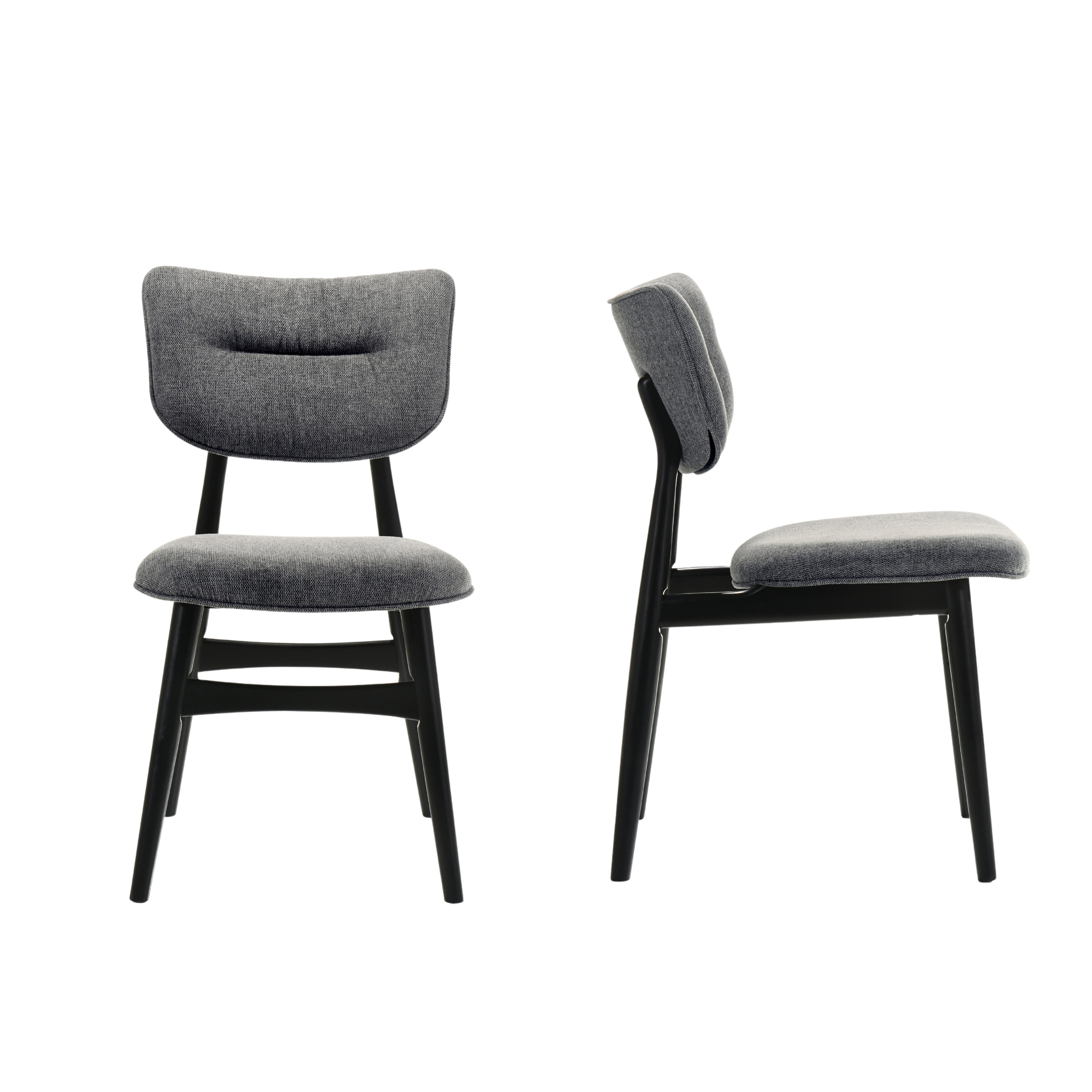 Joss Solid Wood Dining Chairs Fabric Upholstery, Gray (Set of 2)