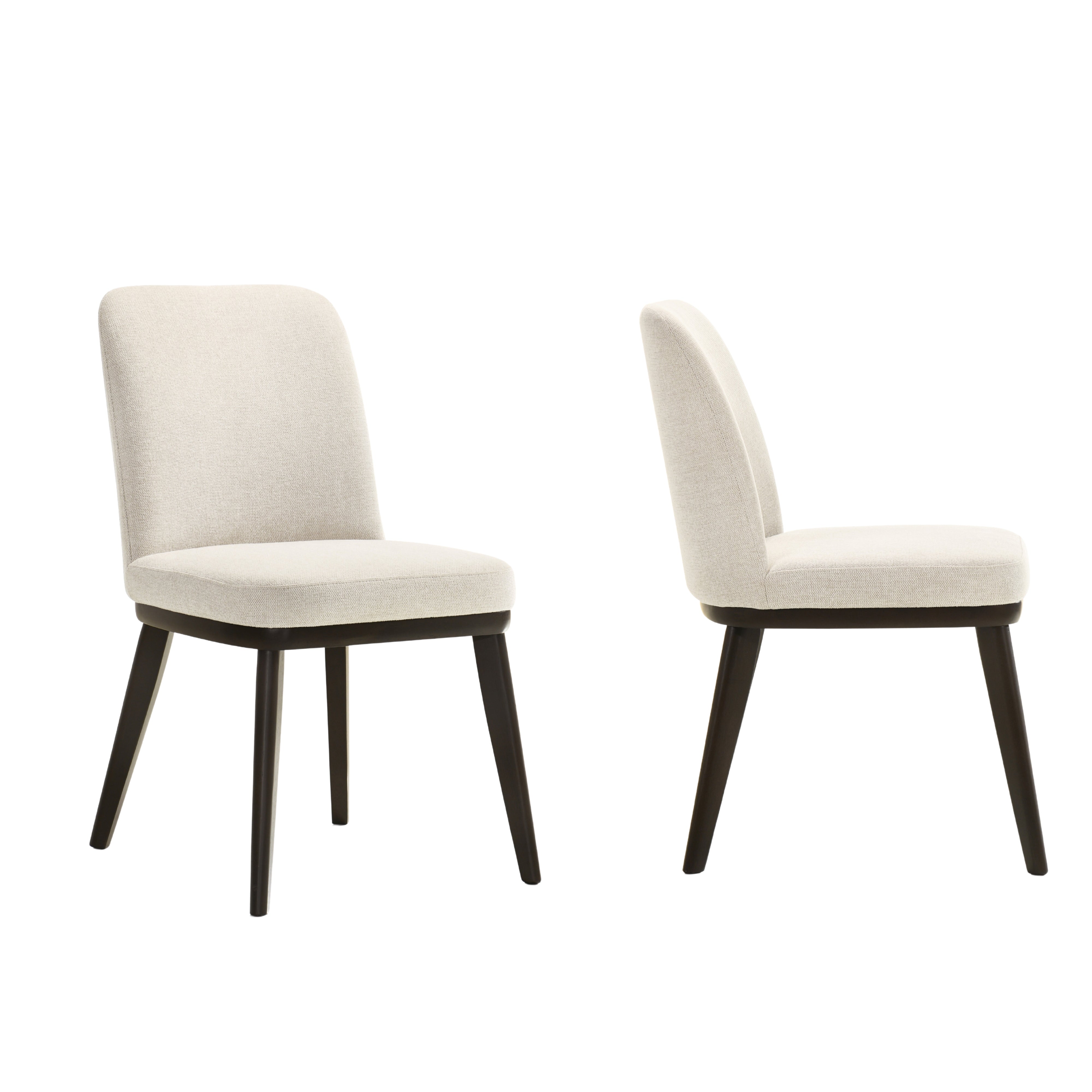 Berlin Solid Wood Upholstered Dining Chairs, Oatmeal (Set of 2)