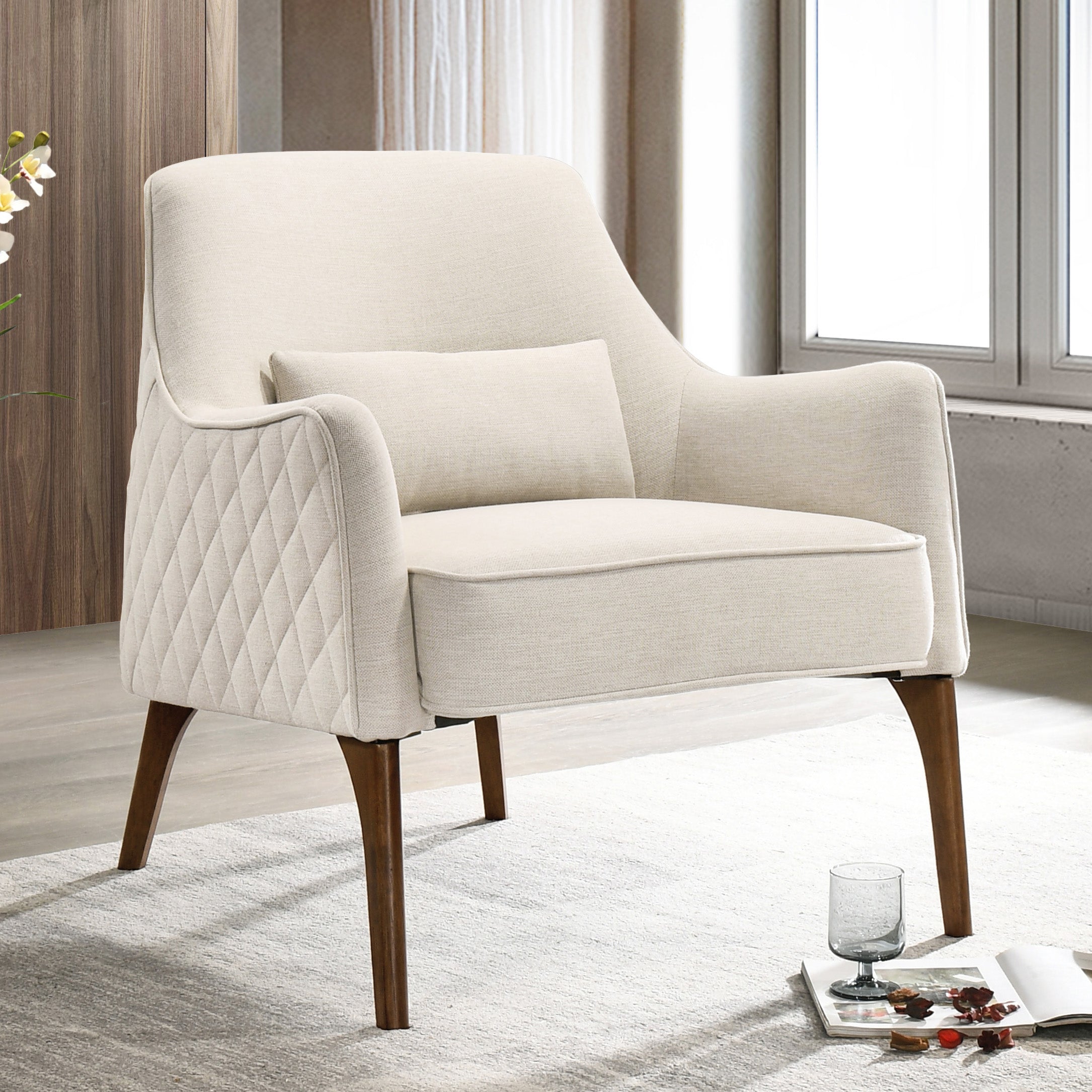 Jane Upholstered Lounge Accent Chair, Beige