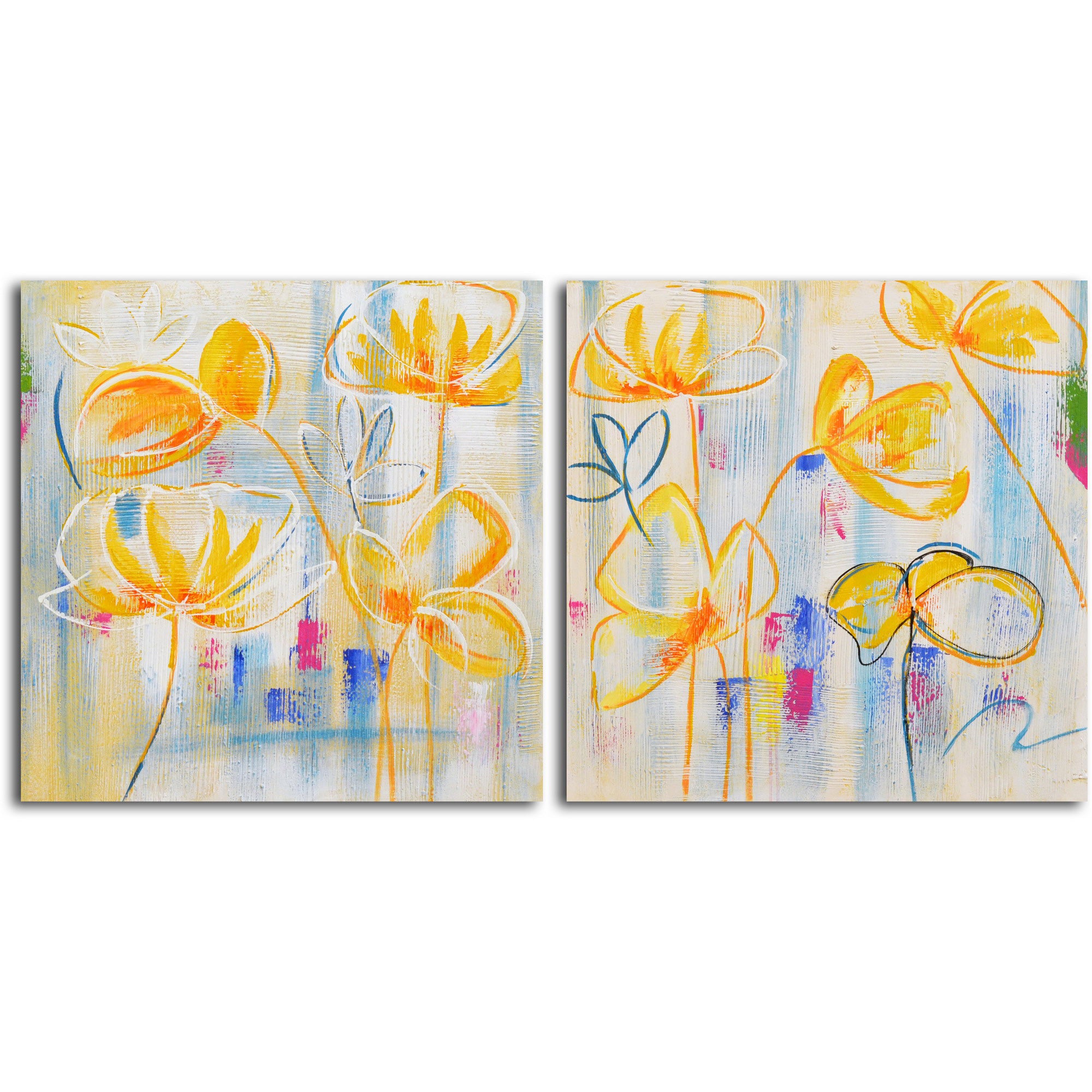 Hand painted "Sunflower Supreme" 2 Piece Canvas Set
