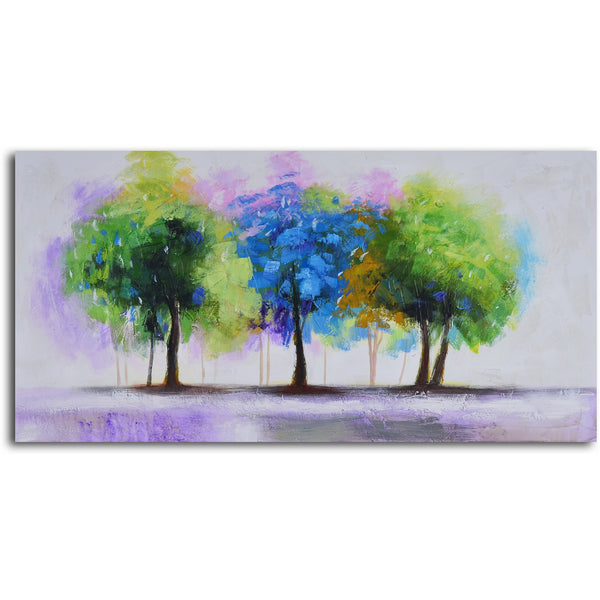 Hand Painted "Blue and green copse" Canvas Art