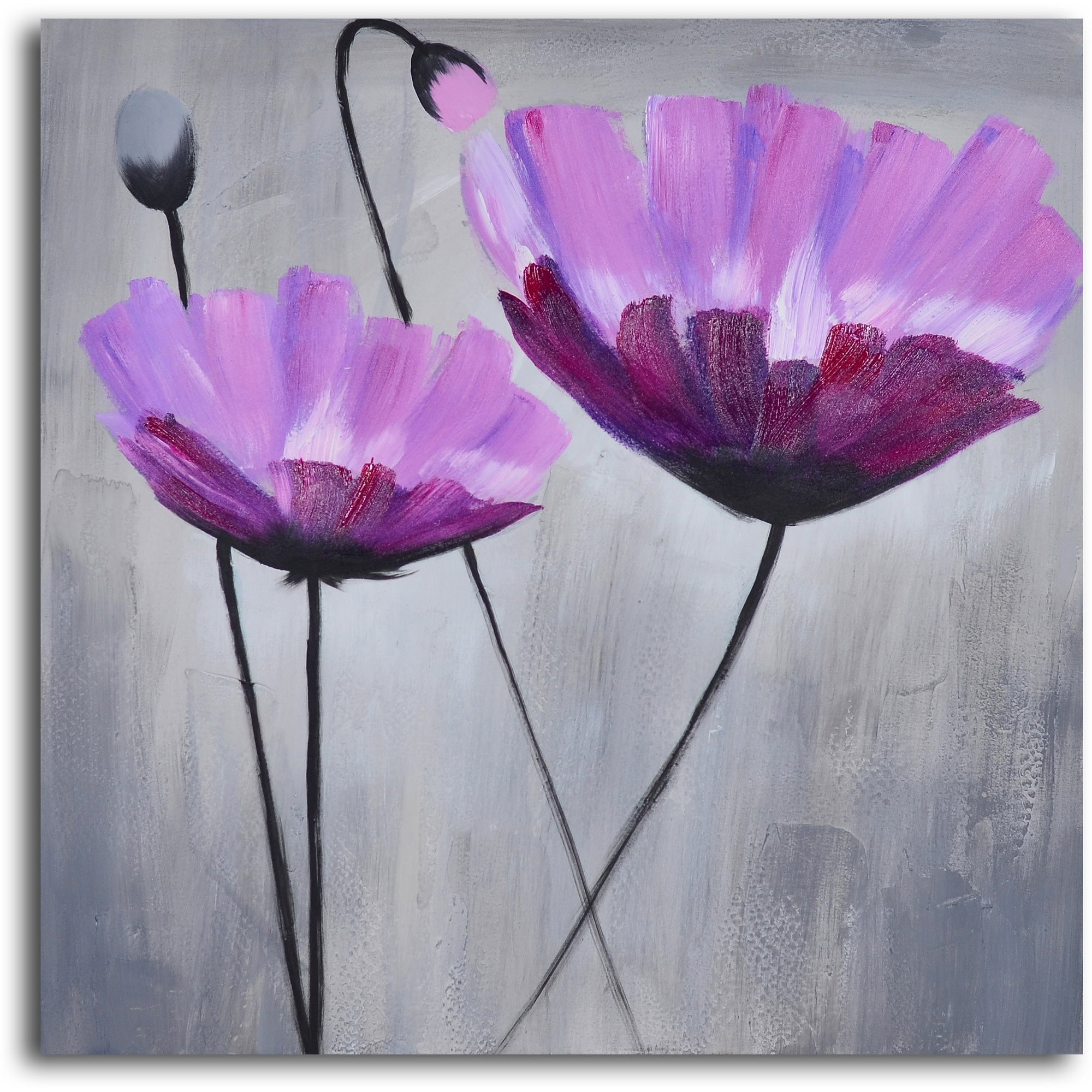 Hand Painted "Ethereal pink blooms" 2 Piece Canvas Set