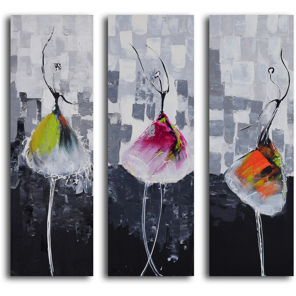 Hand Painted "Tutu trio" 3 Piece Canvas Set