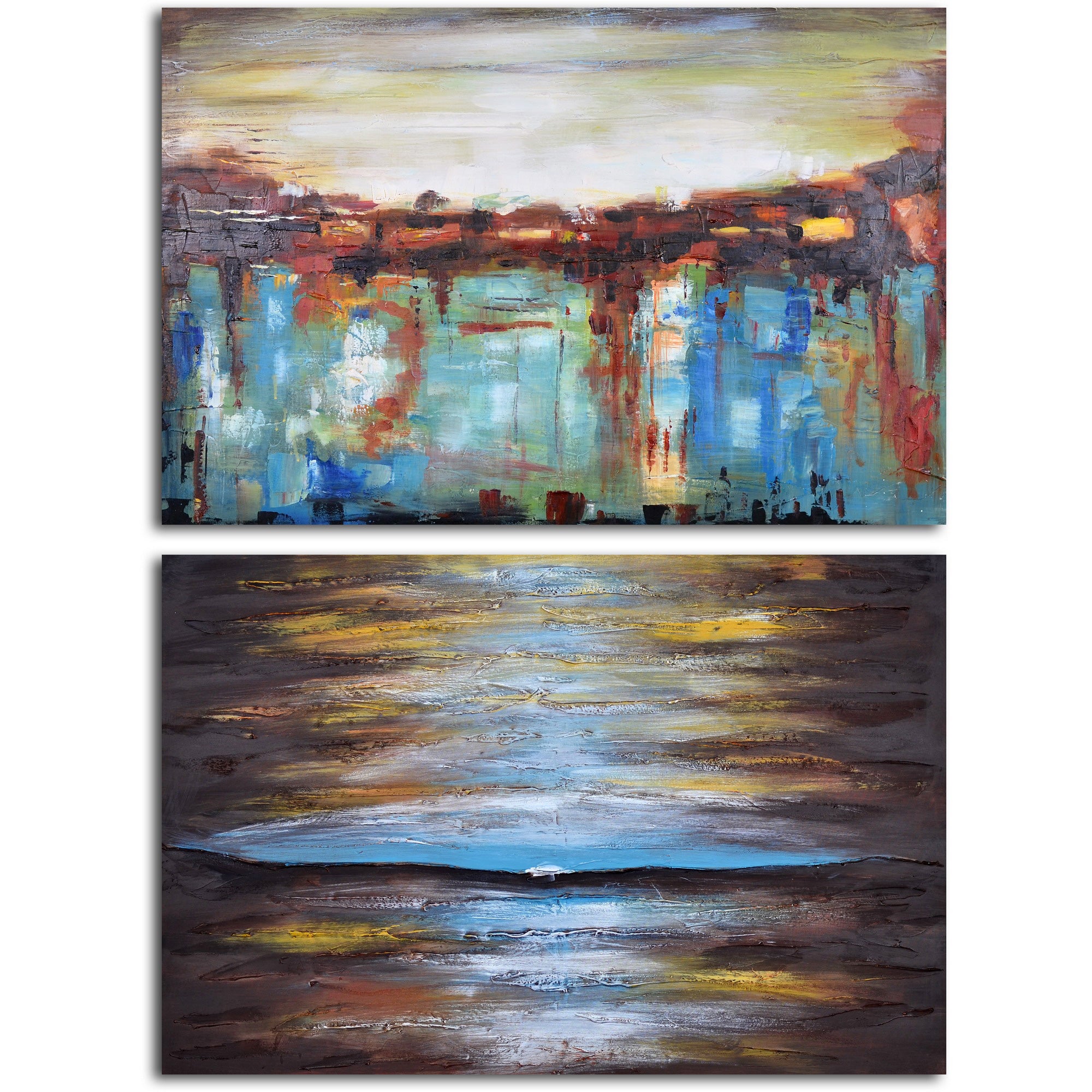 Hand painted "Ante Meridian and Post Meridian" 2 Piece Canvas Set