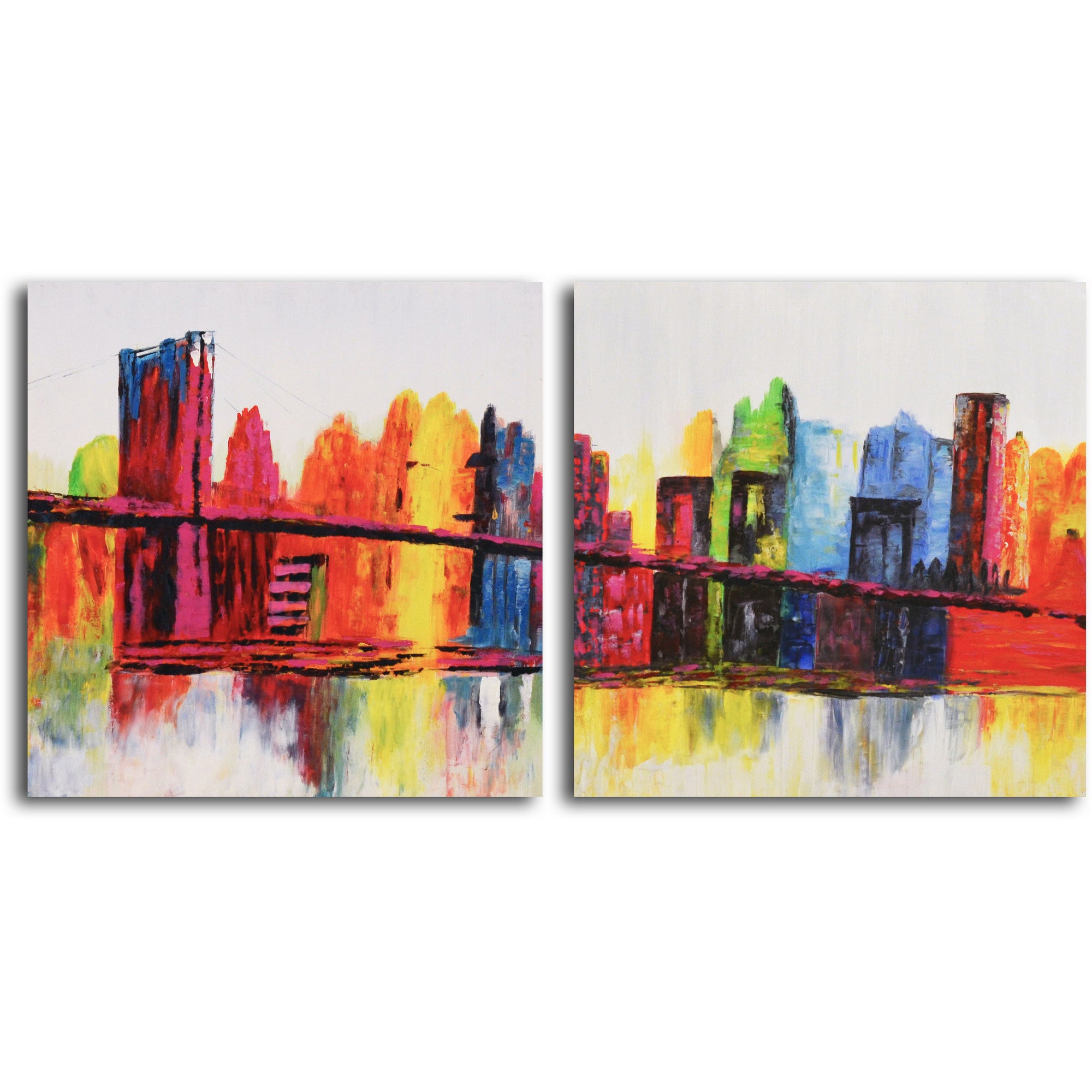 Hand painted "Psychedelic City" 2 Piece Canvas Set