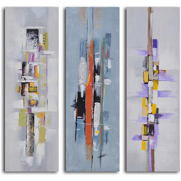 Hand Painted "Urban abstract triptych " Canvas Wall Art