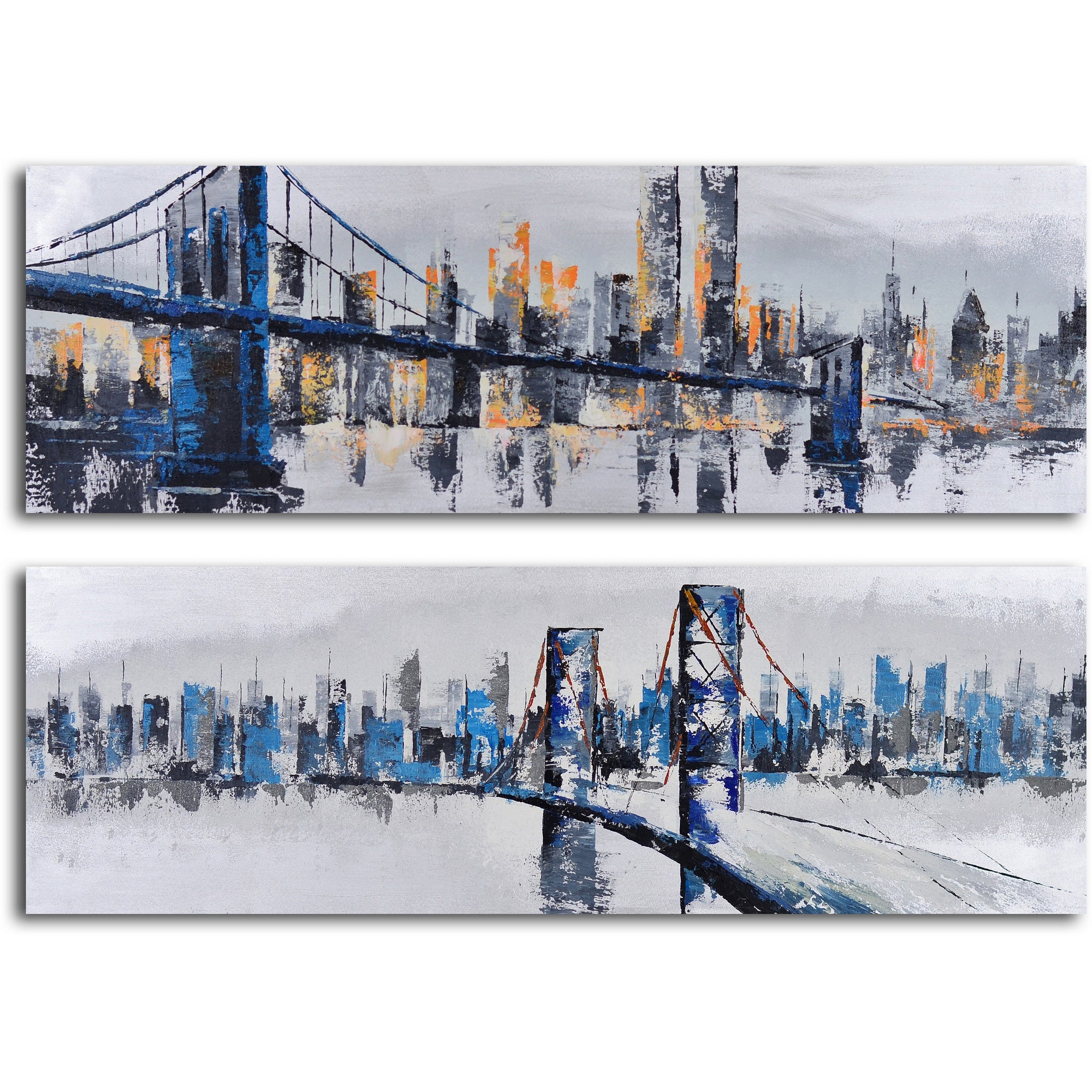 Hand Painted "City suspensions" 2 Piece Canvas Set