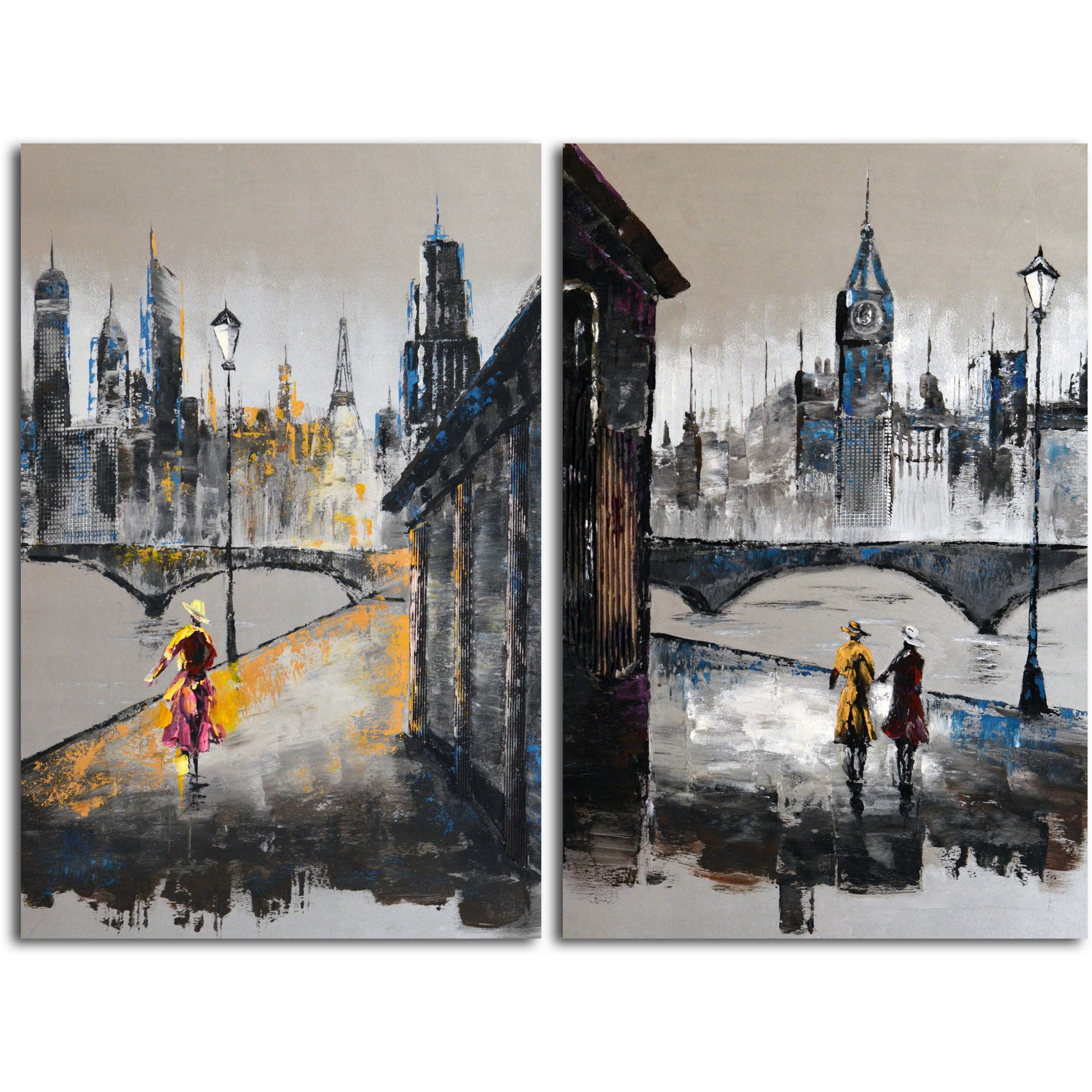 Hand painted "Love in Any Language" 2 Piece Canvas Set
