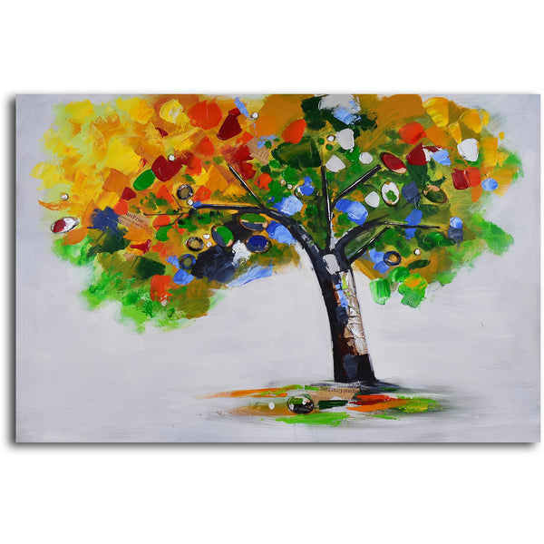 Hand Painted "Bejeweled papered tree" Canvas Art