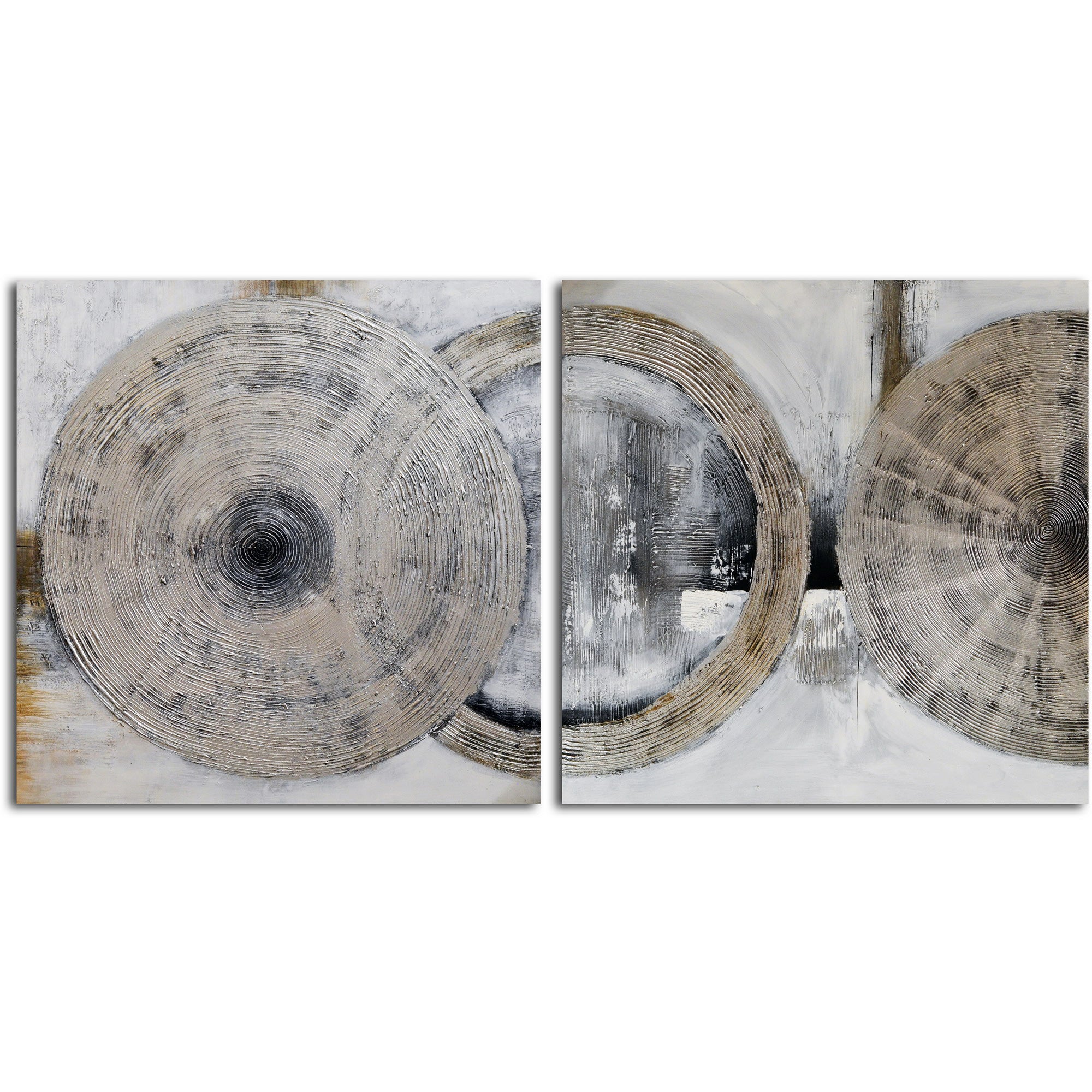 Hand painted "Cymbals in Silver" 2 Piece Canvas Set