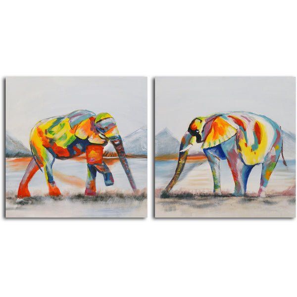 Hand painted "Harlequin of the Herd" 2 Piece Canvas Set