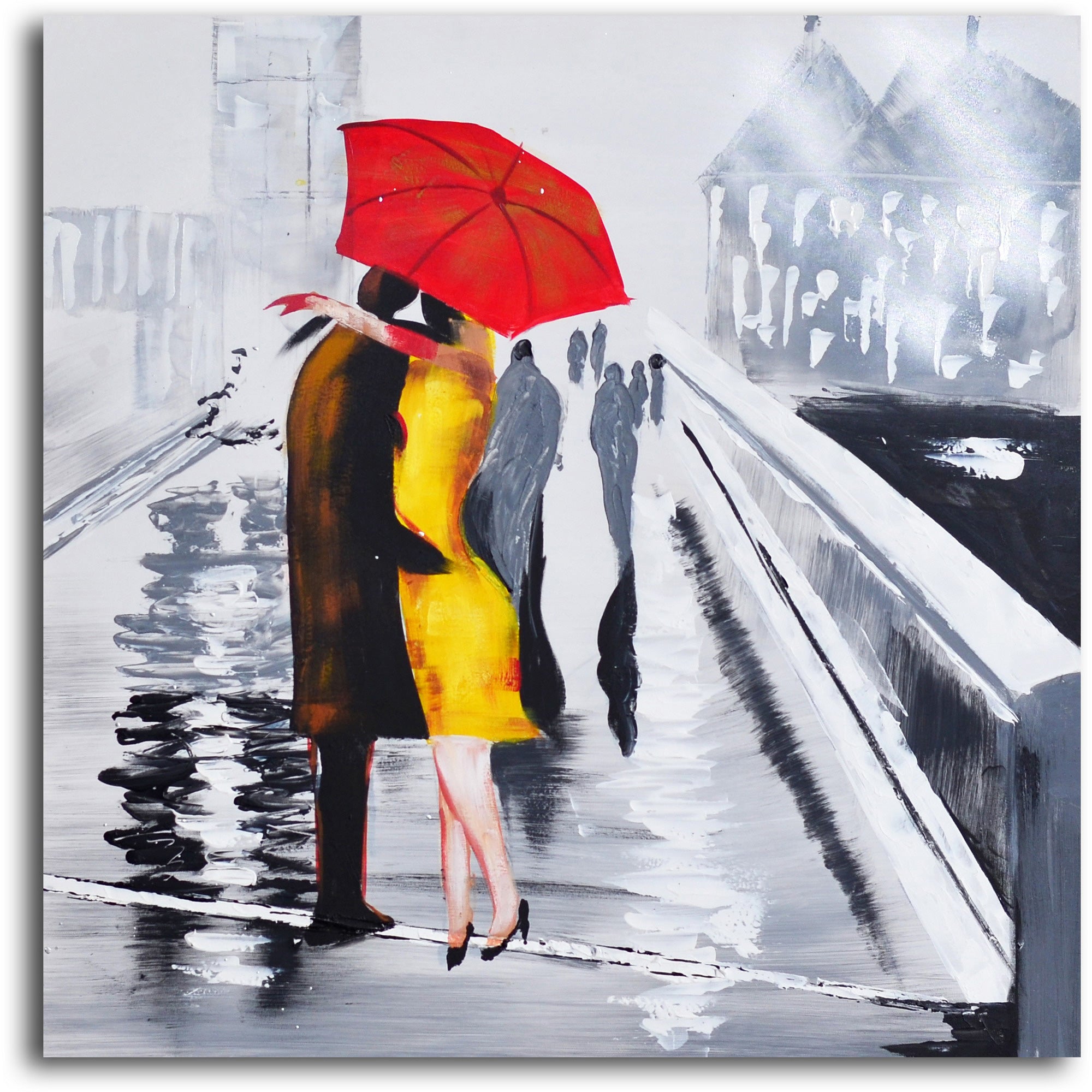 Hand painted "Under the Red Umbrella" 2 Piece Canvas Set