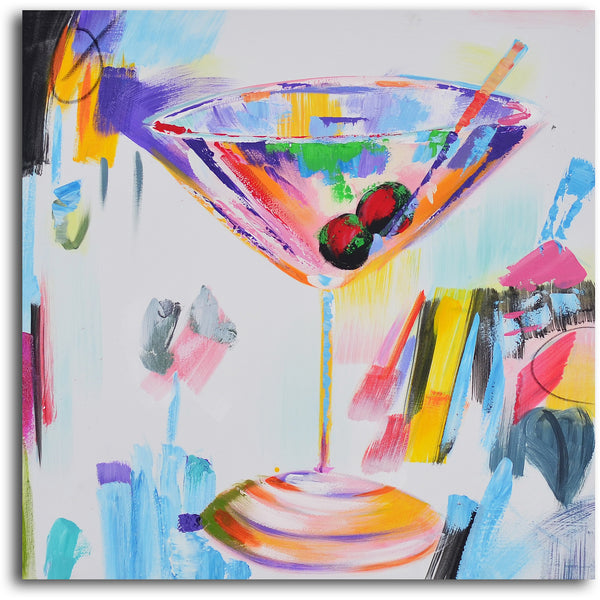 Hand Painted "Confetti cocktails" 2 Piece Canvas Set